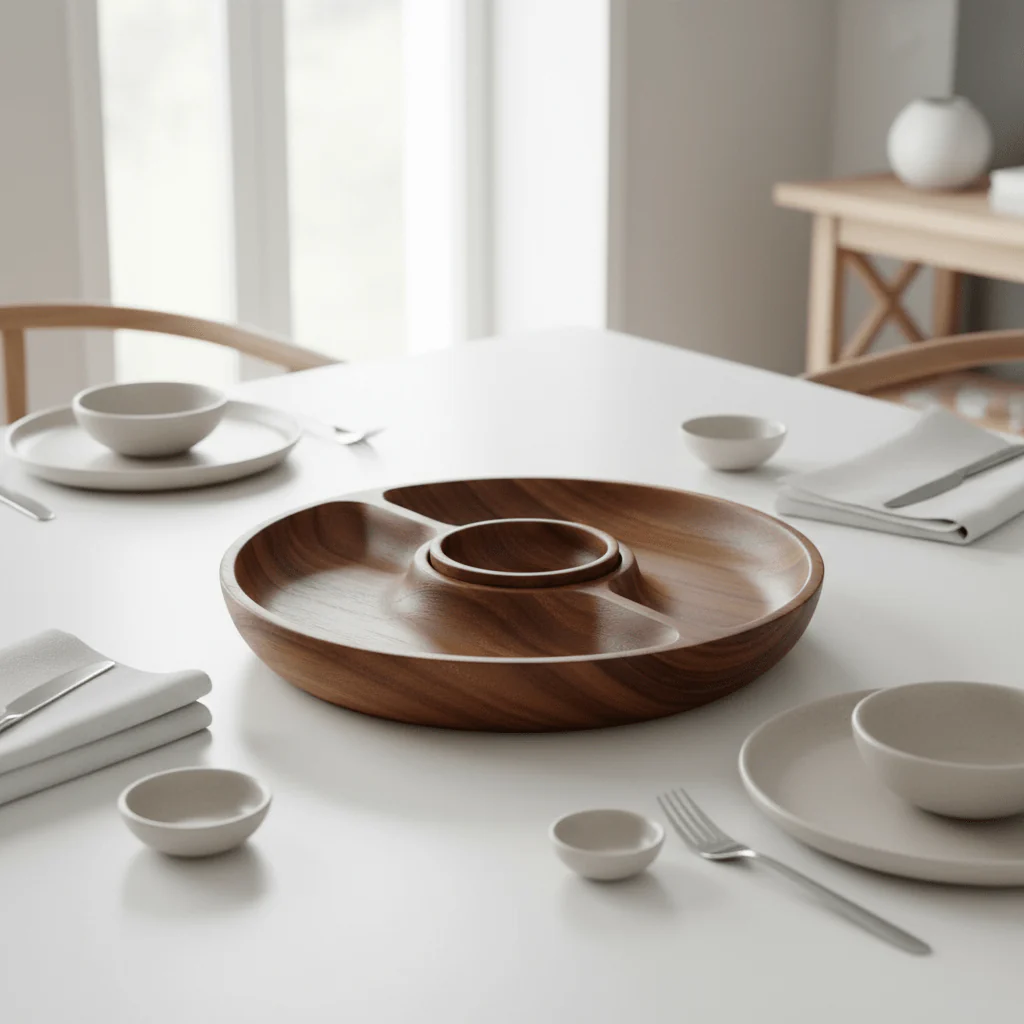 Kora Acacia Wood Three Section Antipasti Dish - Image 7
