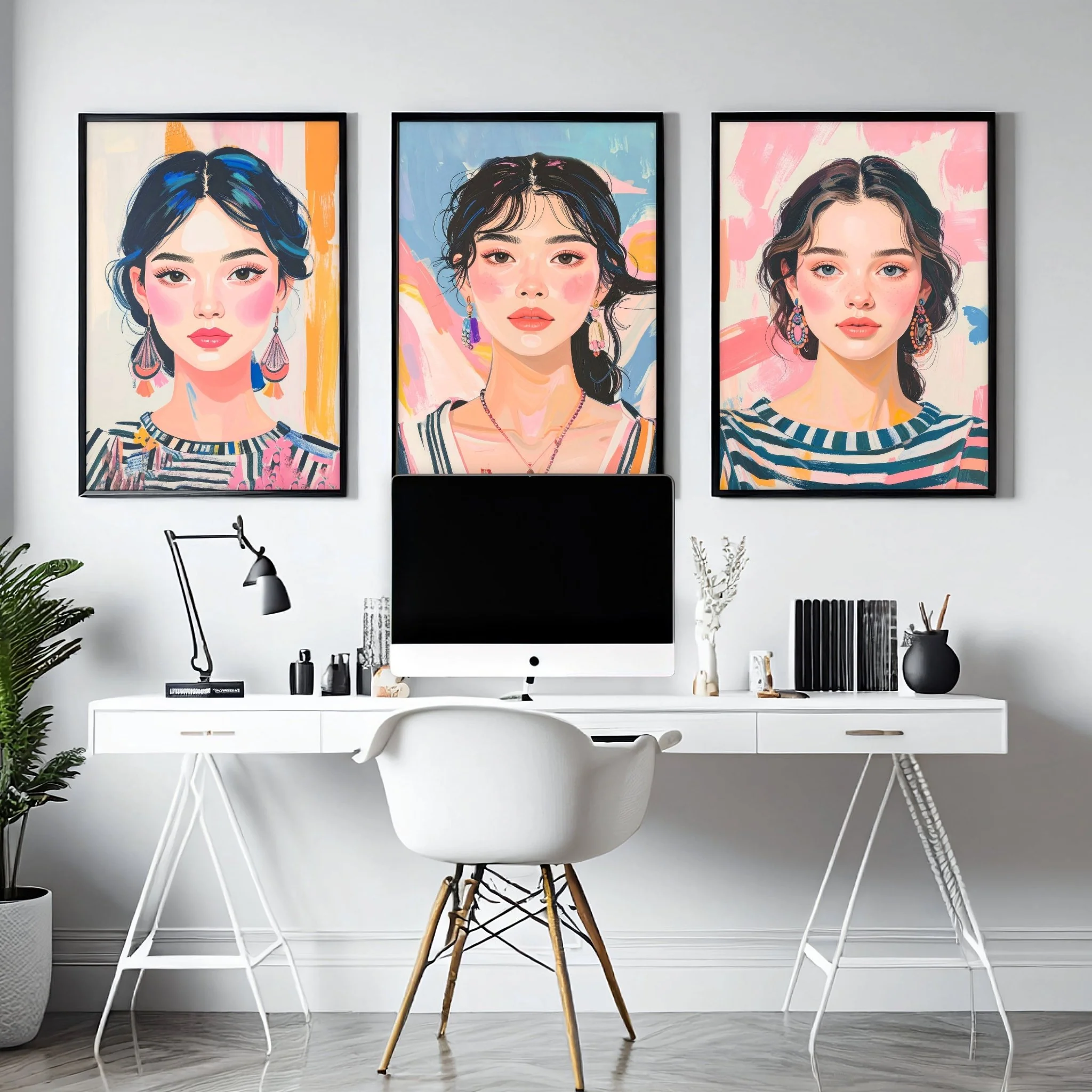 Large Framed Pictures | Set of 3 Boho Women Wall art Prints - Image 3