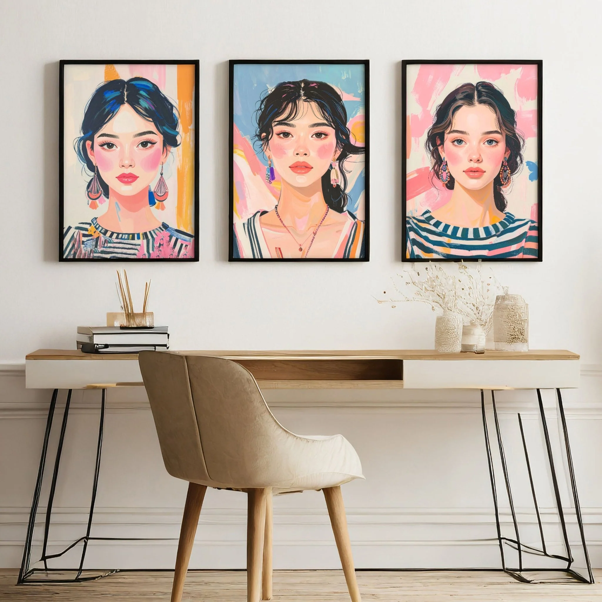 Large Framed Pictures | Set of 3 Boho Women Wall art Prints - Image 6