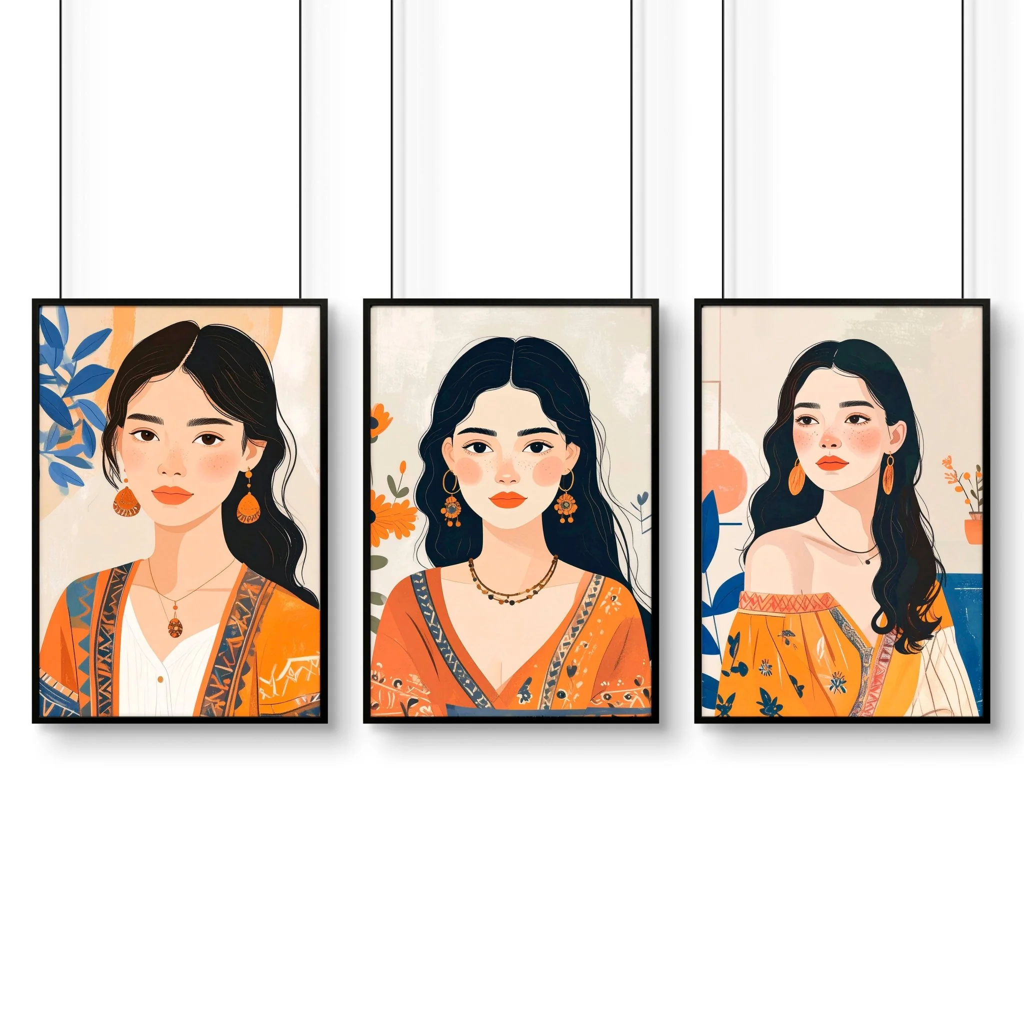 Large Framed Prints | Set of 3 Boho Women Wall art Prints - Image 14
