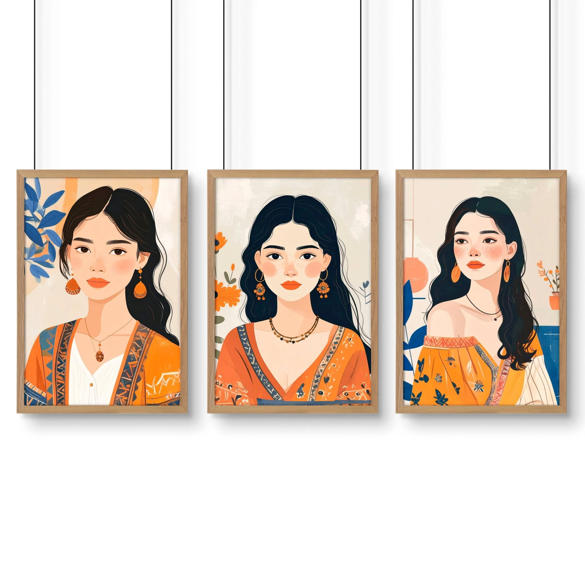Large Framed Prints | Set of 3 Boho Women Wall art Prints - Image 15