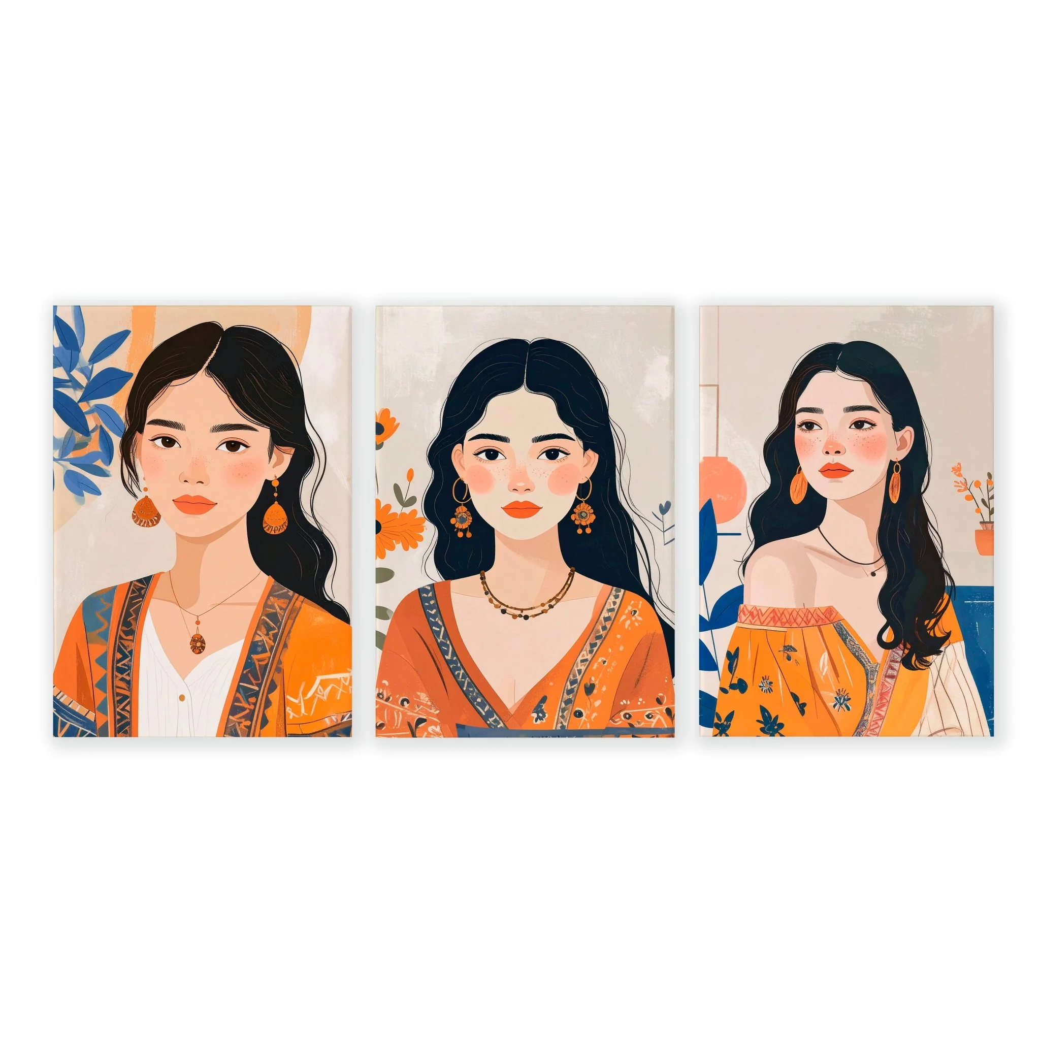 Large Framed Prints | Set of 3 Boho Women Wall art Prints - Image 17