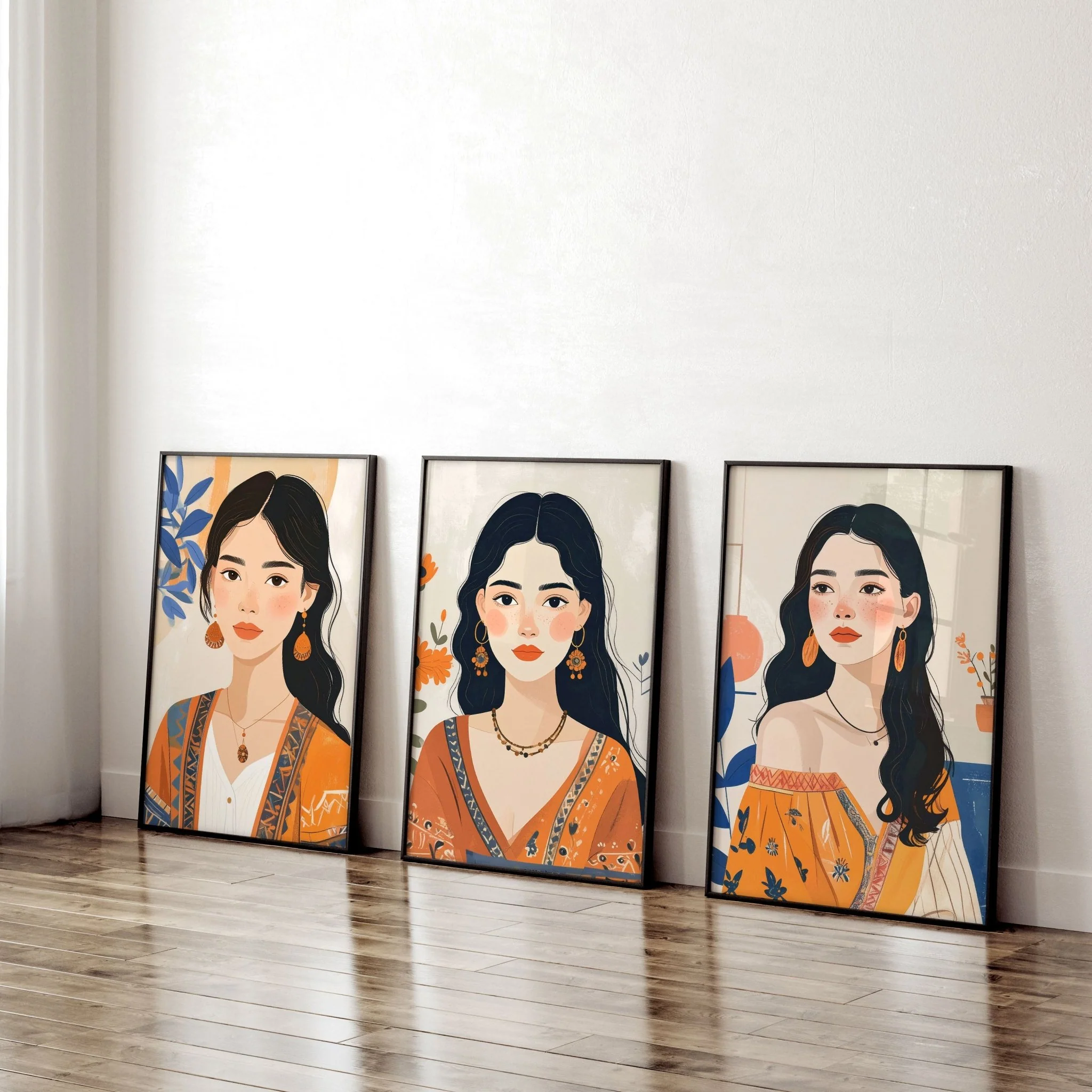 Large Framed Prints | Set of 3 Boho Women Wall art Prints - Image 3