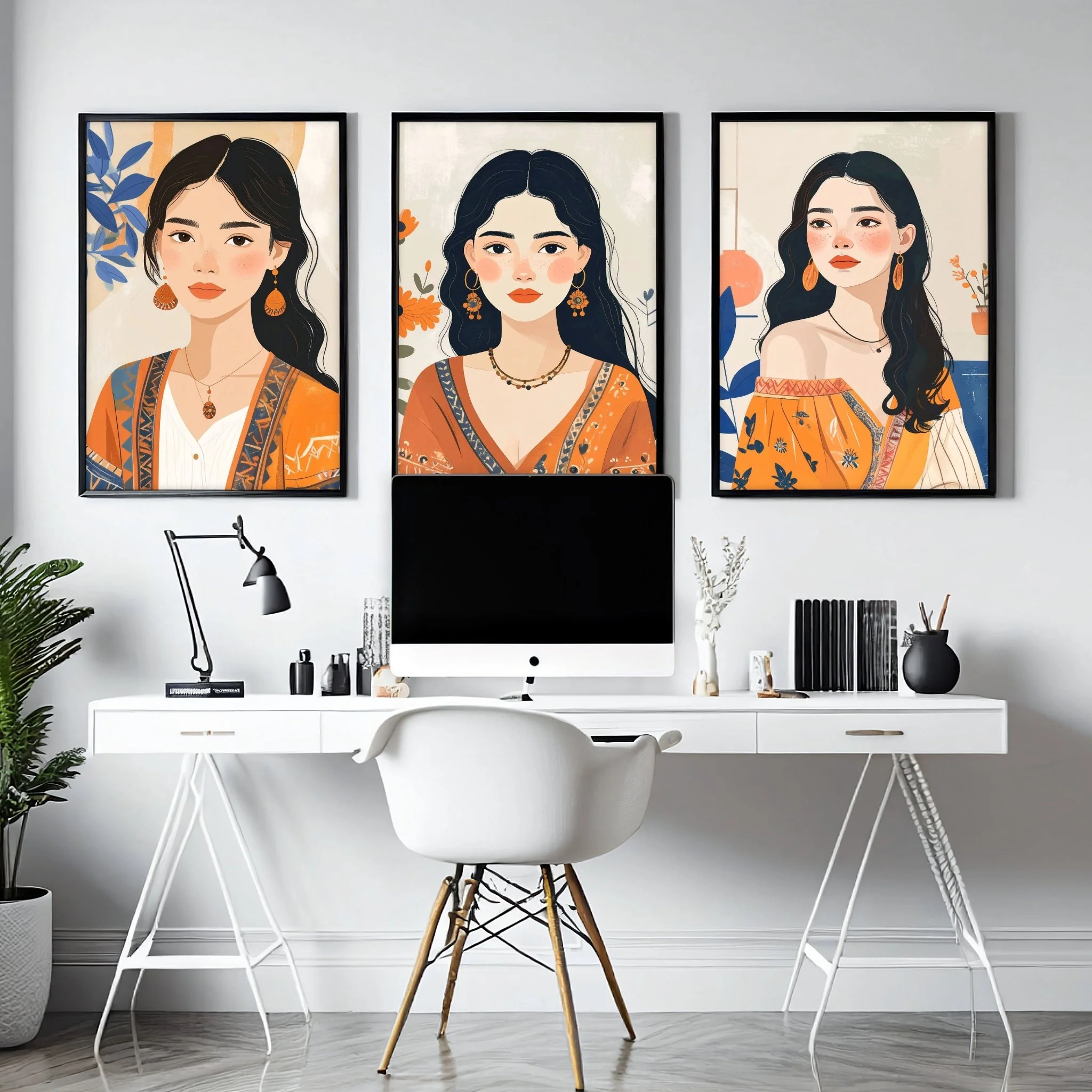 Large Framed Prints | Set of 3 Boho Women Wall art Prints - Image 5