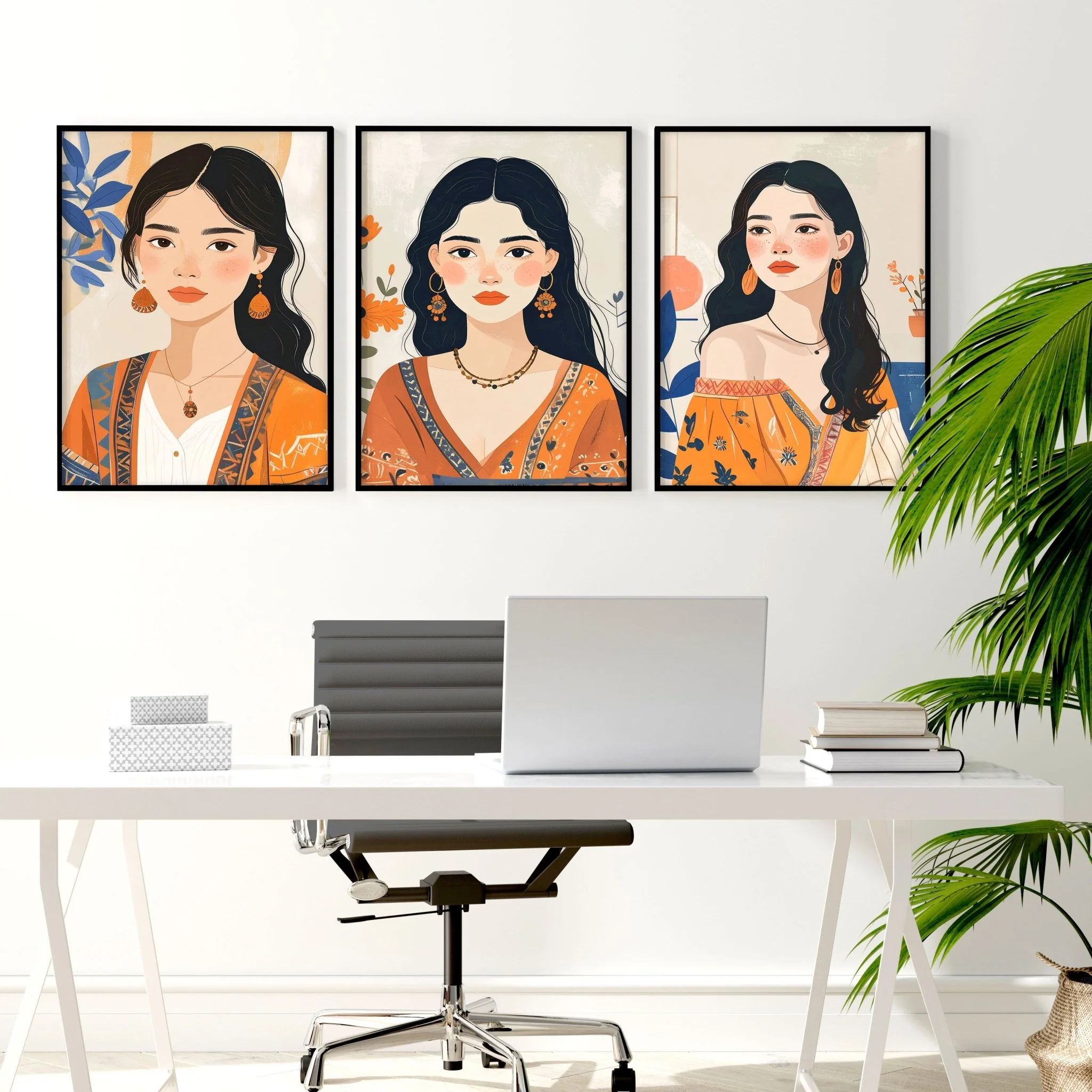 Large Framed Prints | Set of 3 Boho Women Wall art Prints - Image 7