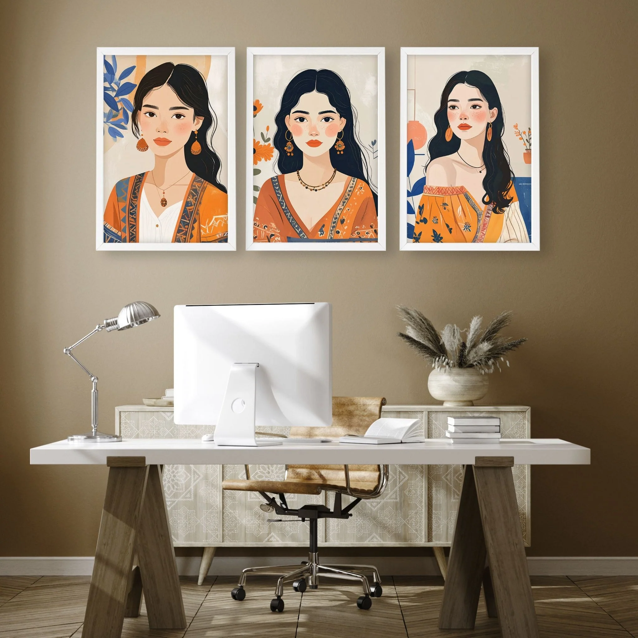 Large Framed Prints | Set of 3 Boho Women Wall art Prints - Image 8