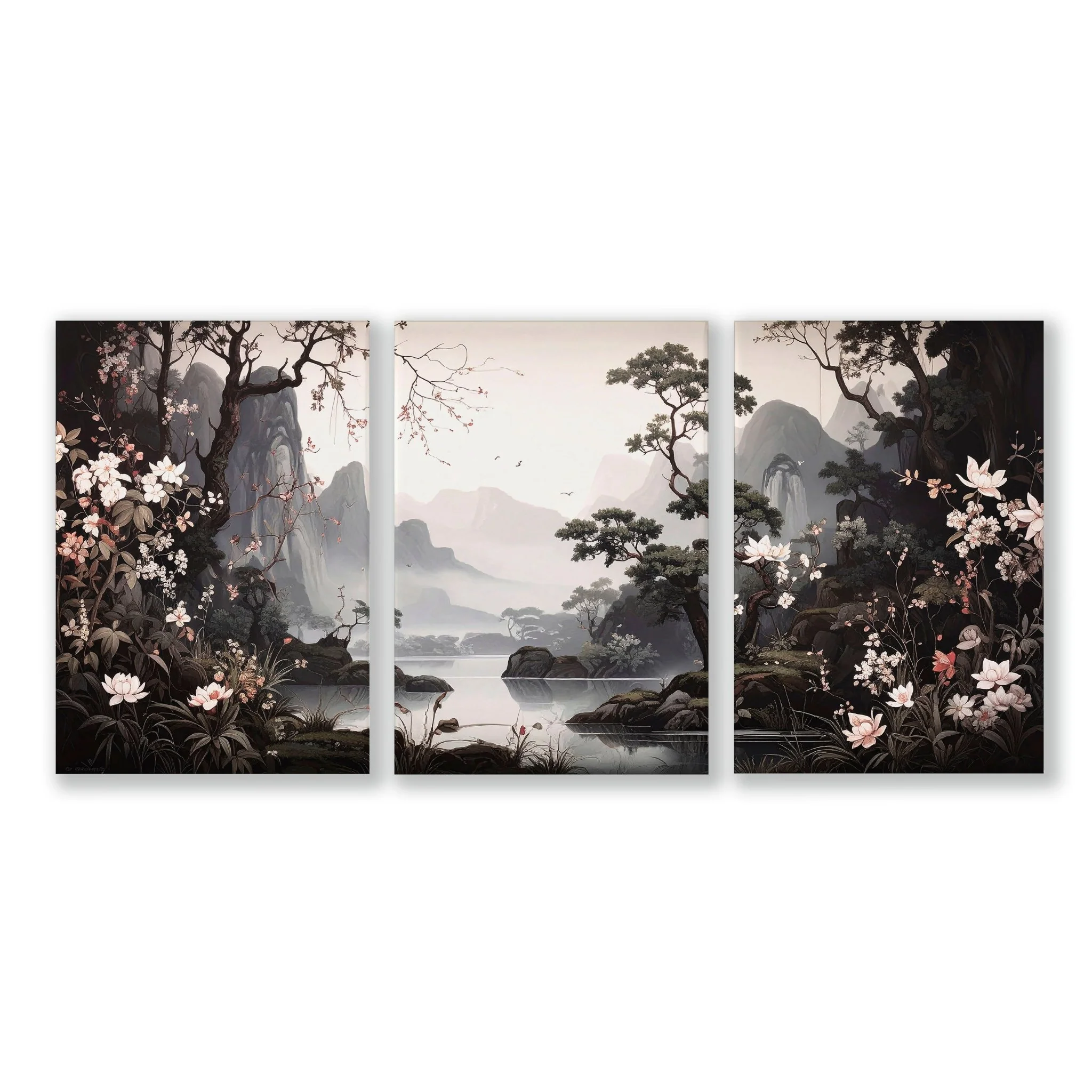 Large Pictures With Frames | Set of 3 Chinoiserie Wall art Prints - Image 13