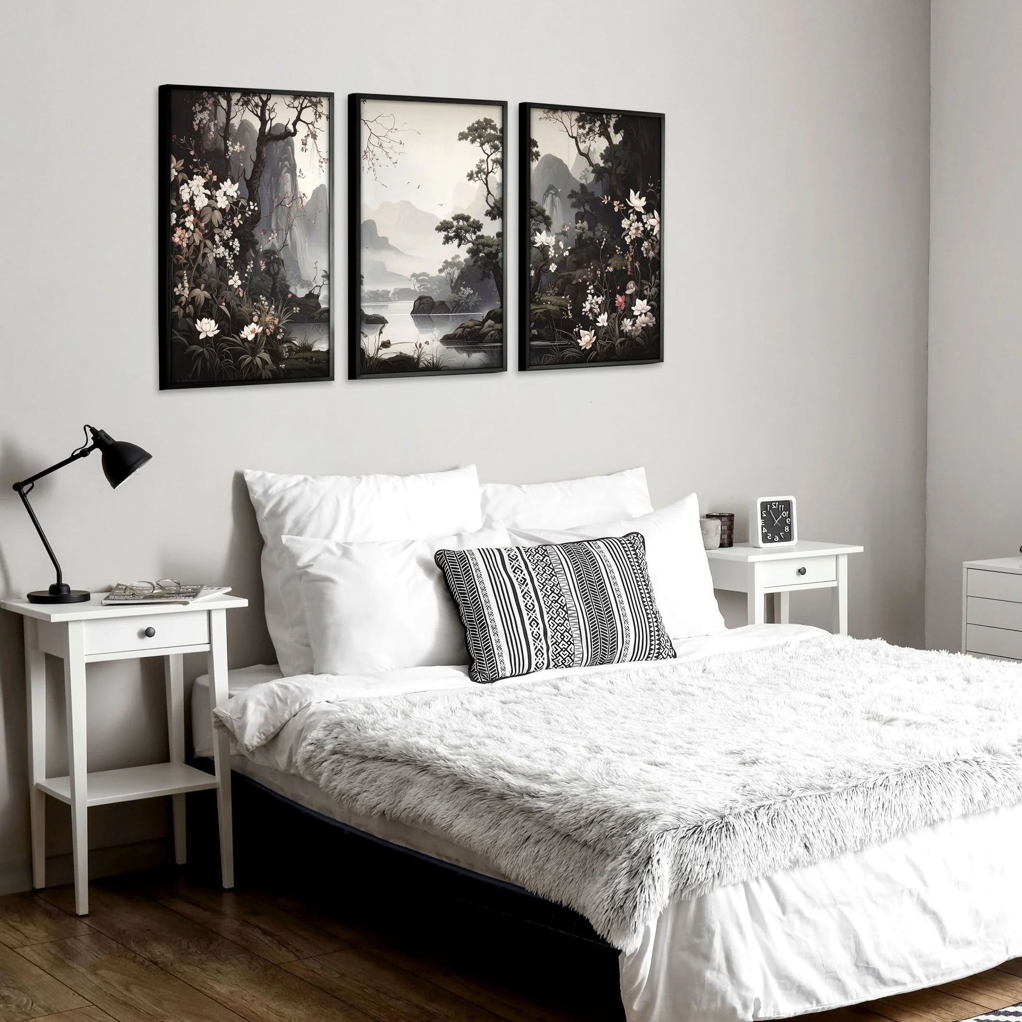 Large Pictures With Frames | Set of 3 Chinoiserie Wall art Prints - Image 3