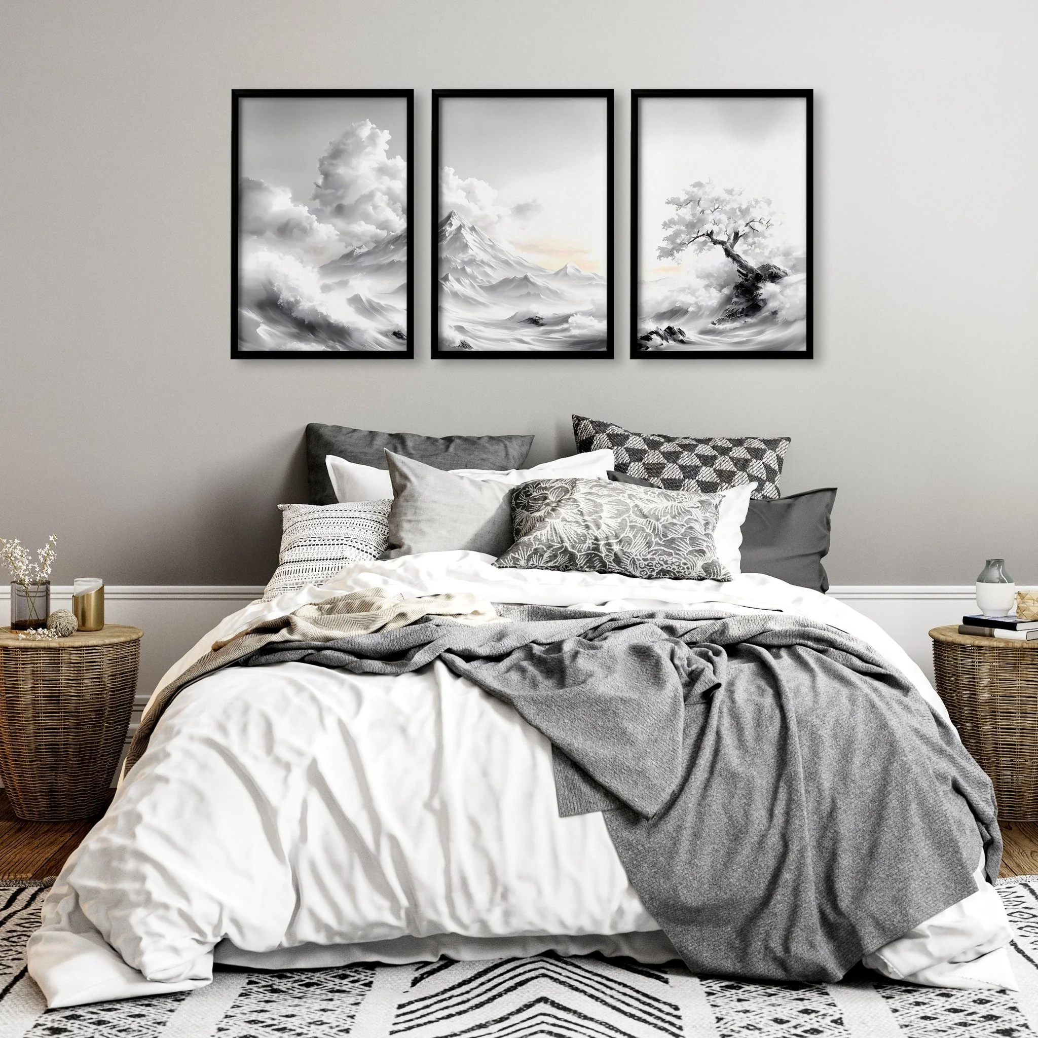 Large Wall Art Canvases | Set of 3 Asian Inspired Wall art Prints - Image 2