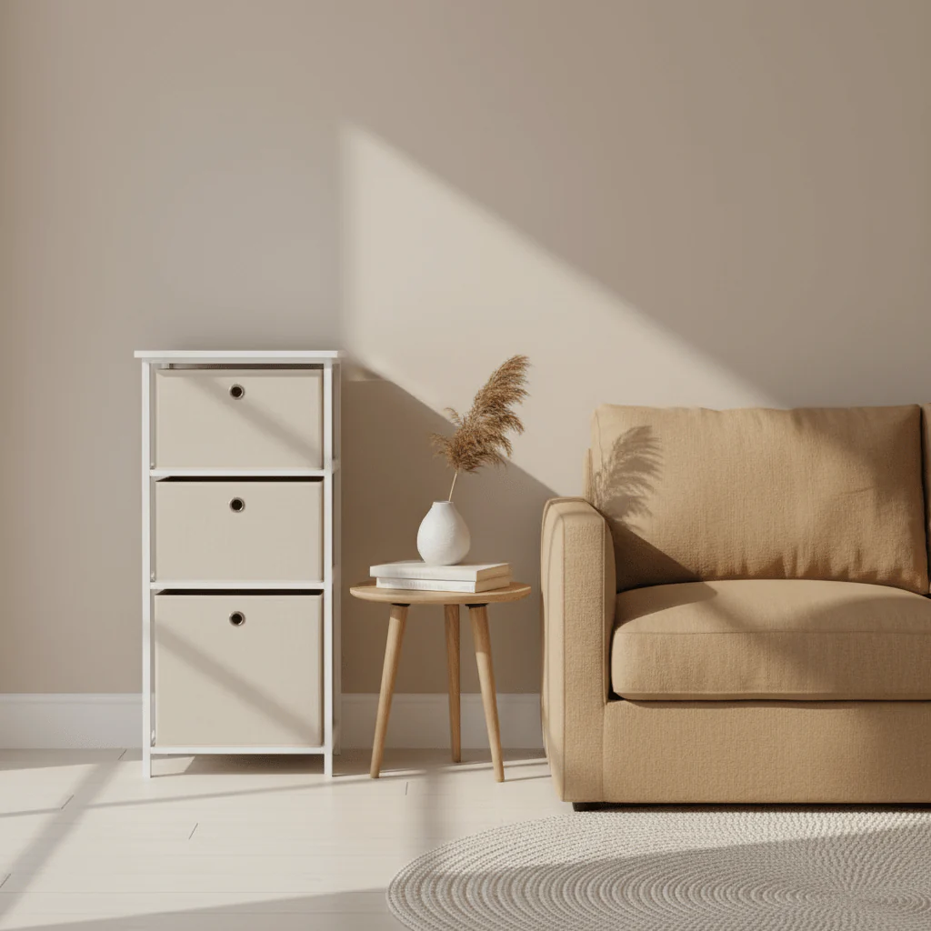Lindo 3 Natural Fabric Drawers Cabinet - Image 4