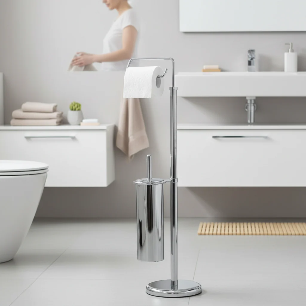 Linnea Chrome Toilet Brush And Roll Holder - Image 2