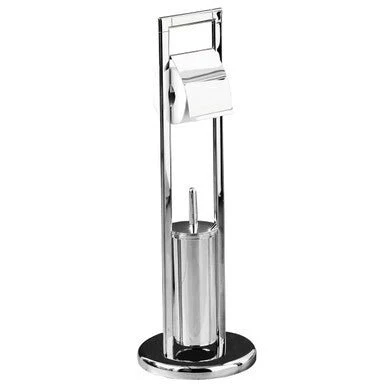 Linnea Squared Chrome Toilet Brush And Roll Holder - Image 5