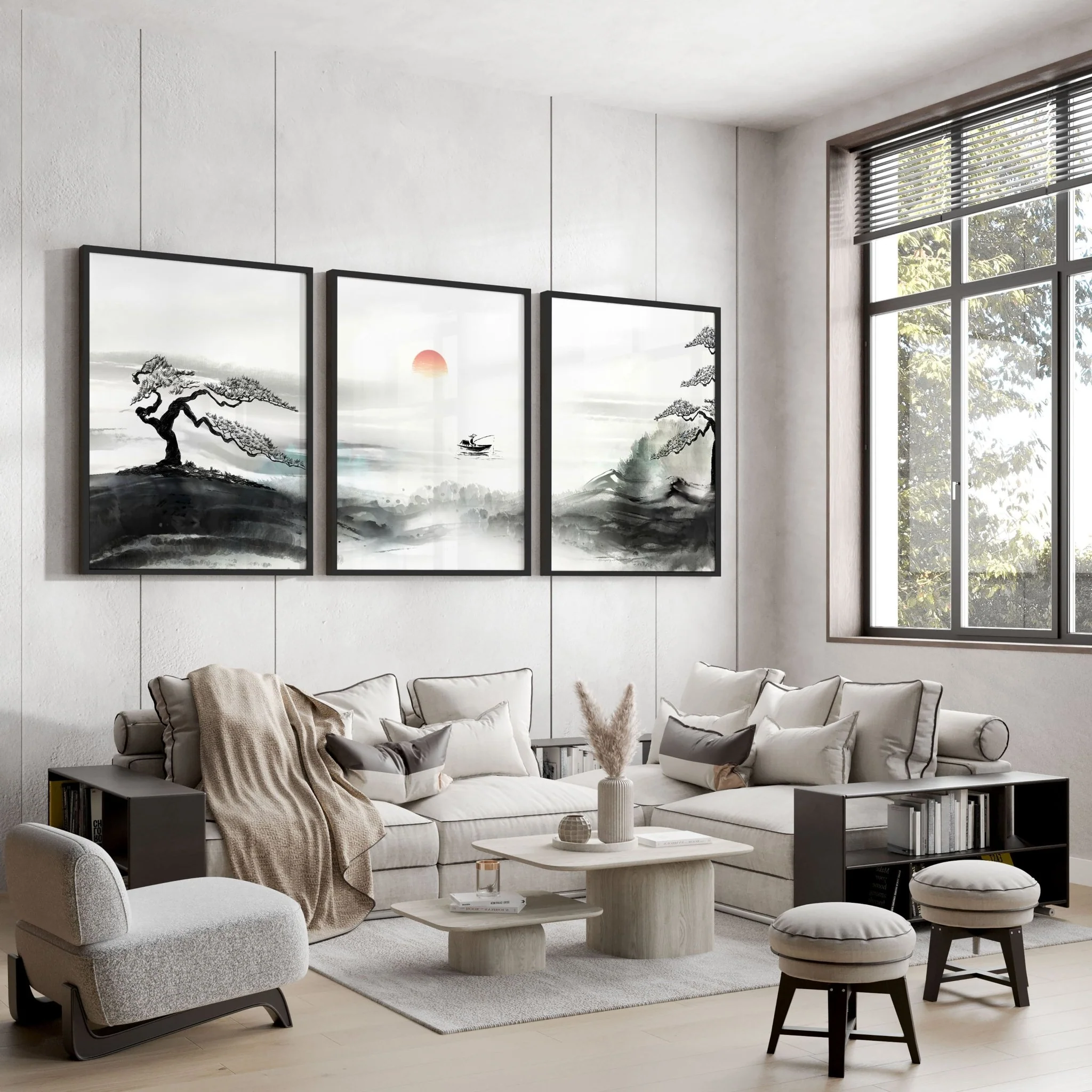 Living Room Modern Wall Art | Set of 3 wall art prints - Image 3