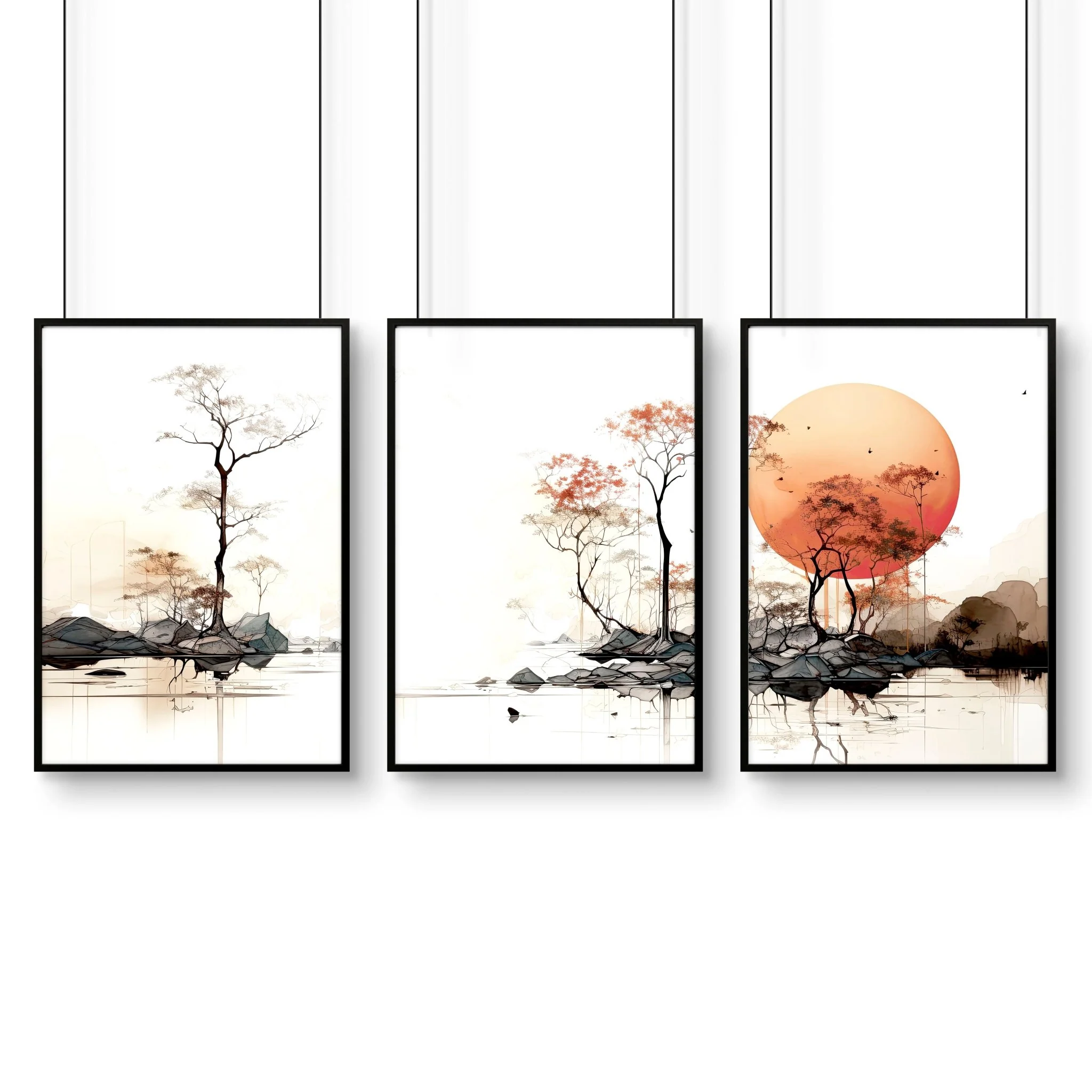 Living Room Wall Decor | Set of 3 Asian Inspired Wall art Prints - Image 17