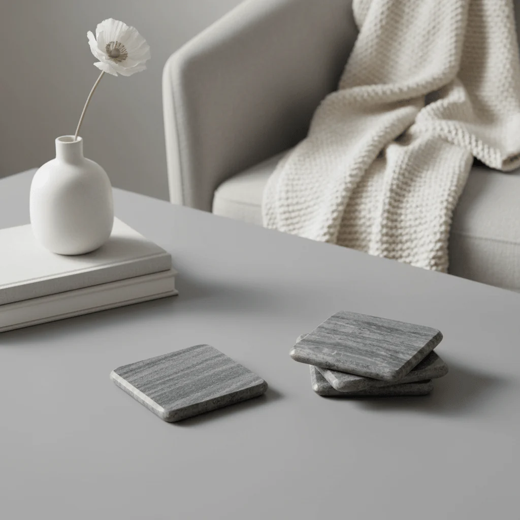 Marmore Set of 4 Grey Marble Square Coasters - Image 3