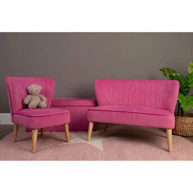 Mia Pink Velvet Kids Ottoman - Image 8