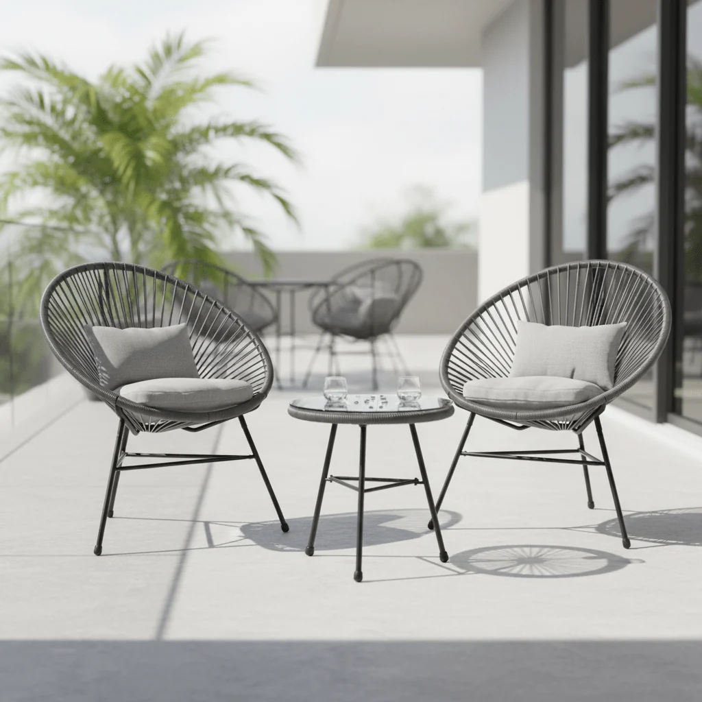 Miami Grey 3 Piece Rattan Patio Set - Image 2