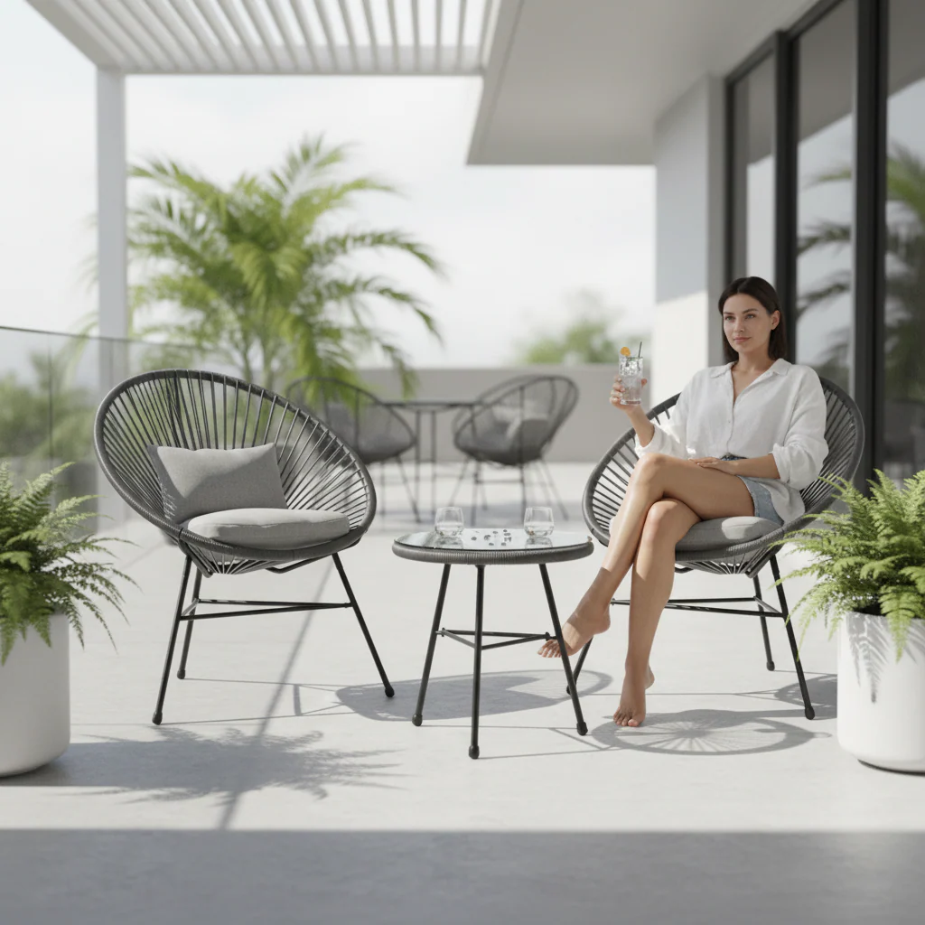 Miami Grey 3 Piece Rattan Patio Set - Image 5