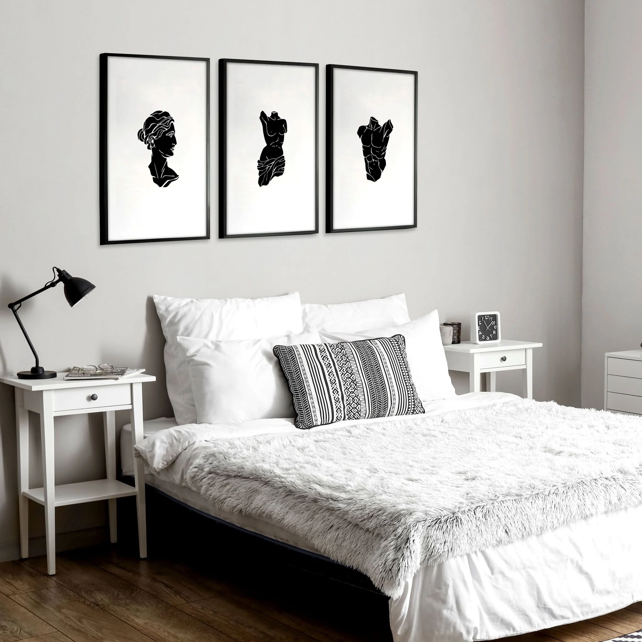 Minimalist Decor Bedroom | Set of 3 Sculpture Wall art Prints - Image 3