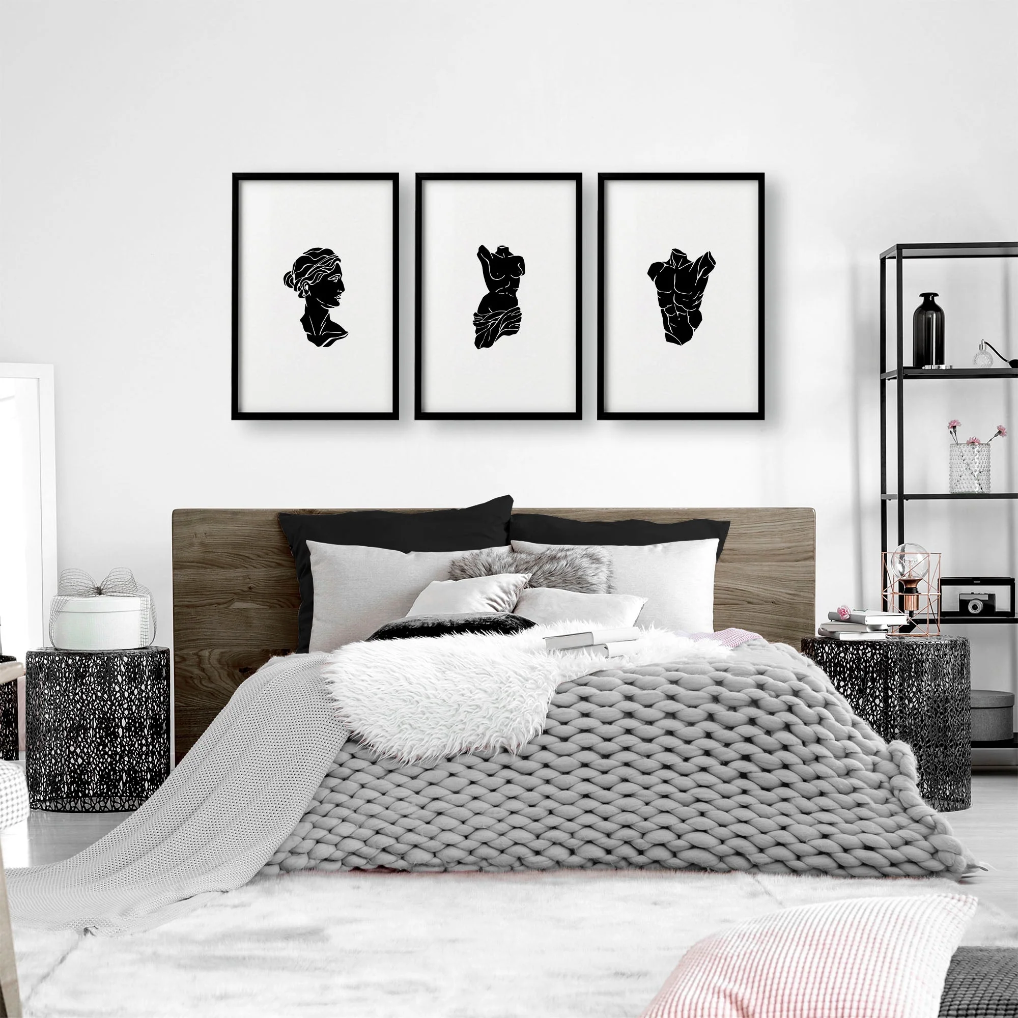 Minimalist Decor Bedroom | Set of 3 Sculpture Wall art Prints - Image 4