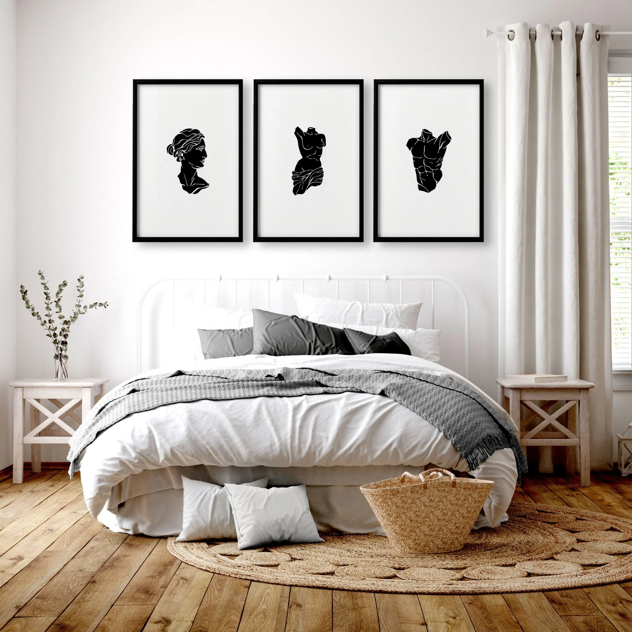 Minimalist Decor Bedroom | Set of 3 Sculpture Wall art Prints - Image 5