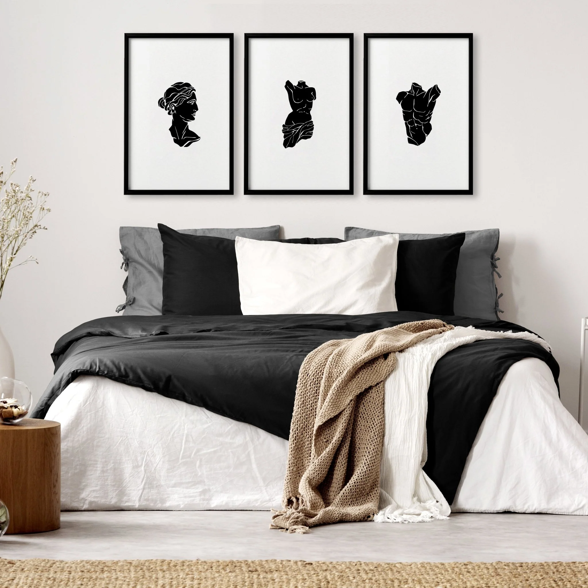 Minimalist Decor Bedroom | Set of 3 Sculpture Wall art Prints - Image 6