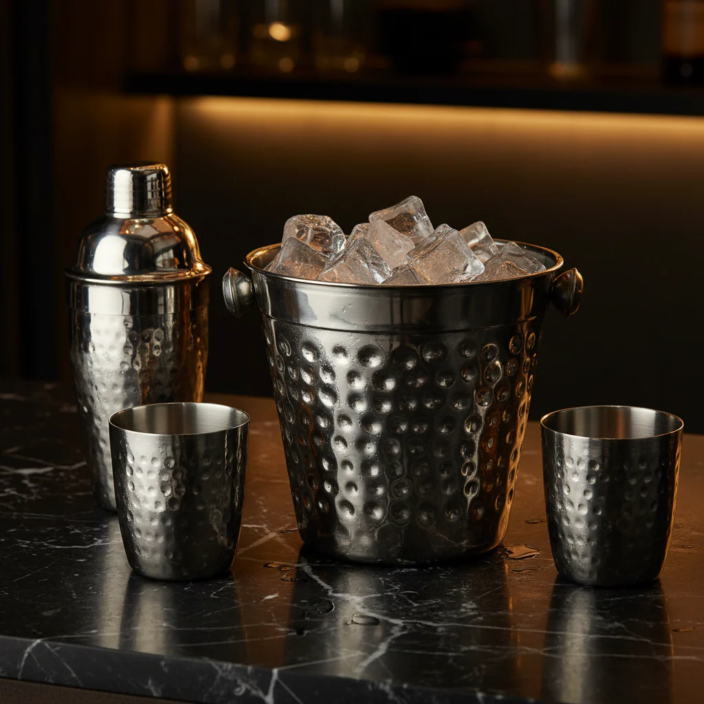 Mixology Hammered Effect Stainless Steel Ice Bucket - Image 3