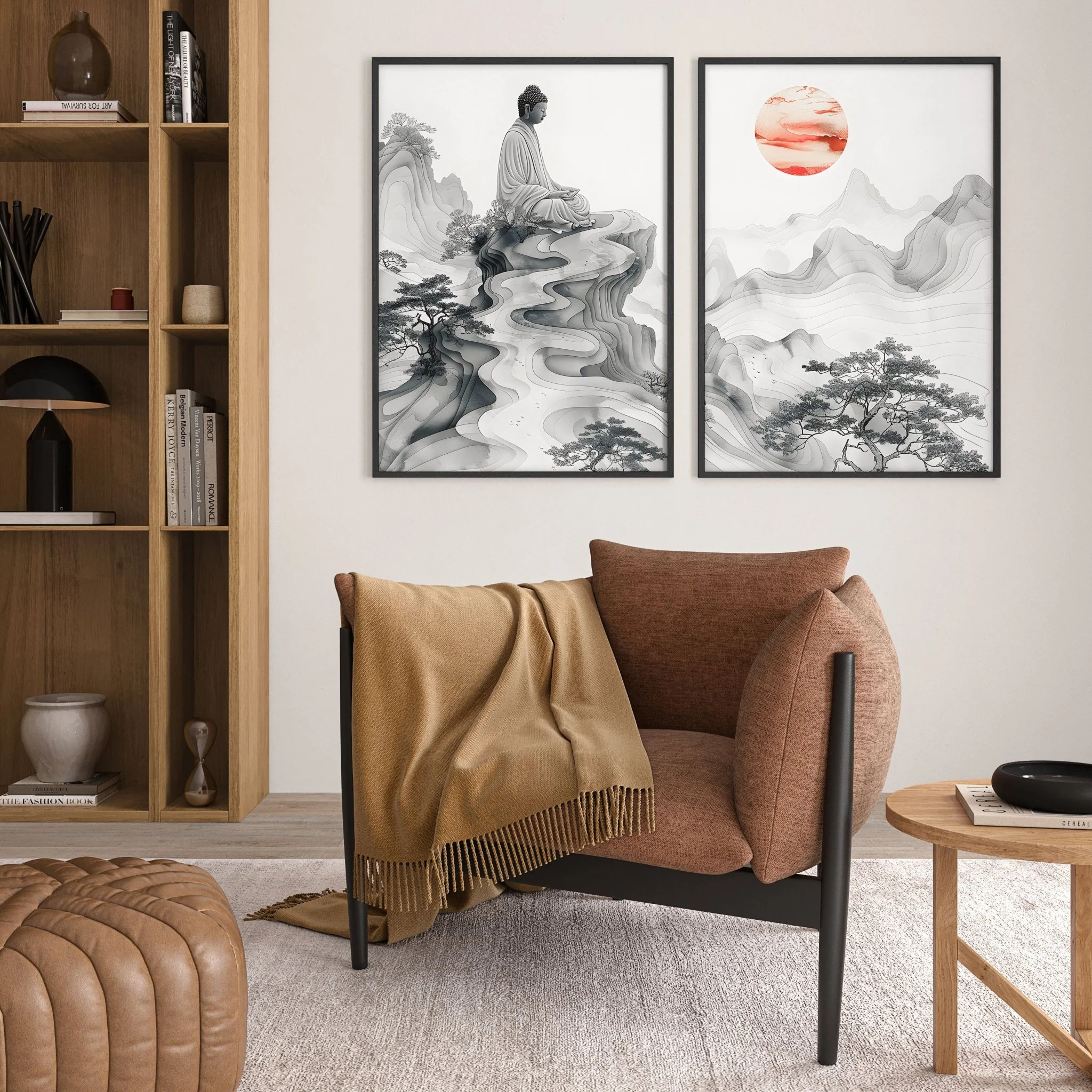 Modern Artwork For Living Room | Set of 2 Asian Inspired Wall art Prints - Image 6