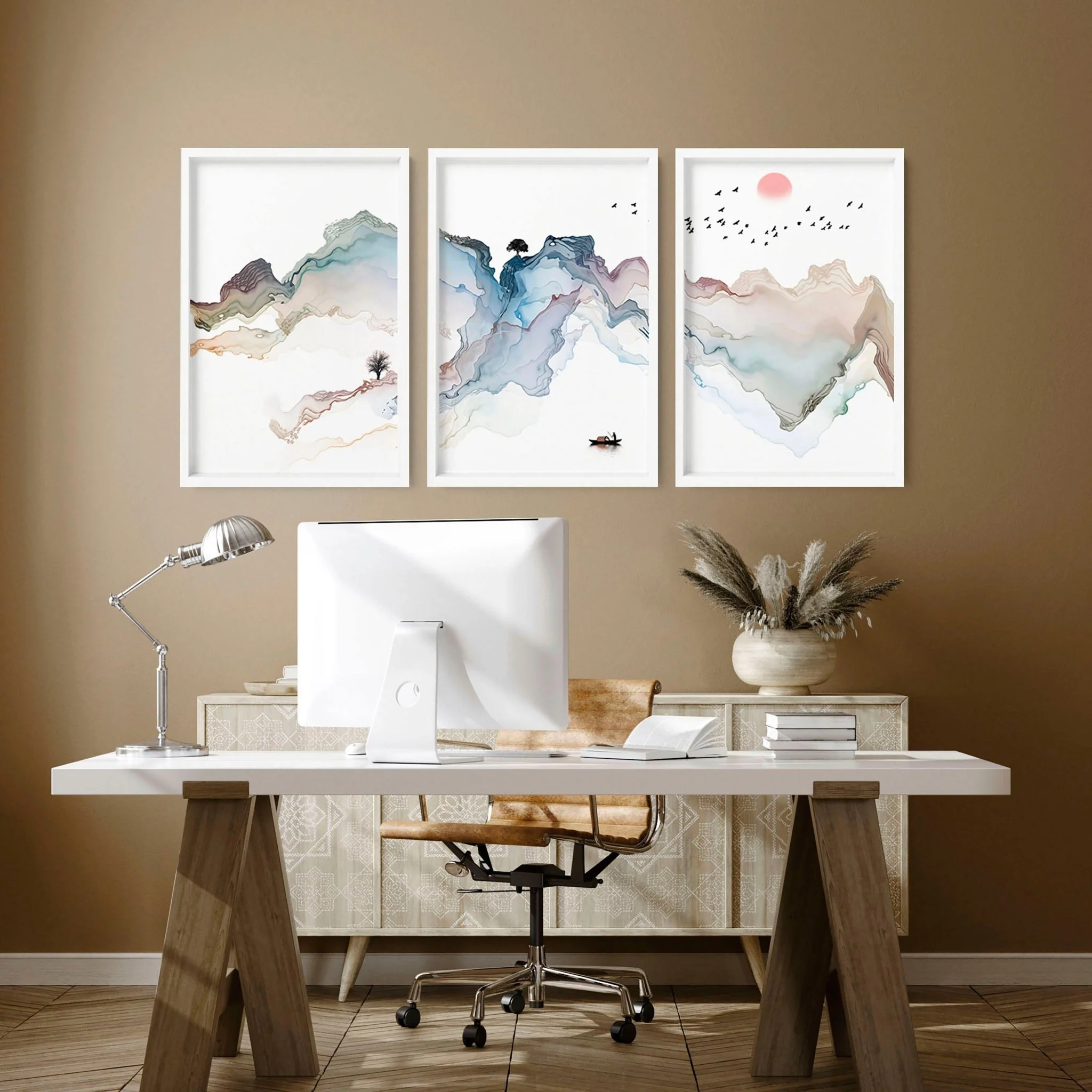 Modern home office ideas | set of 3 wall art prints - Image 2