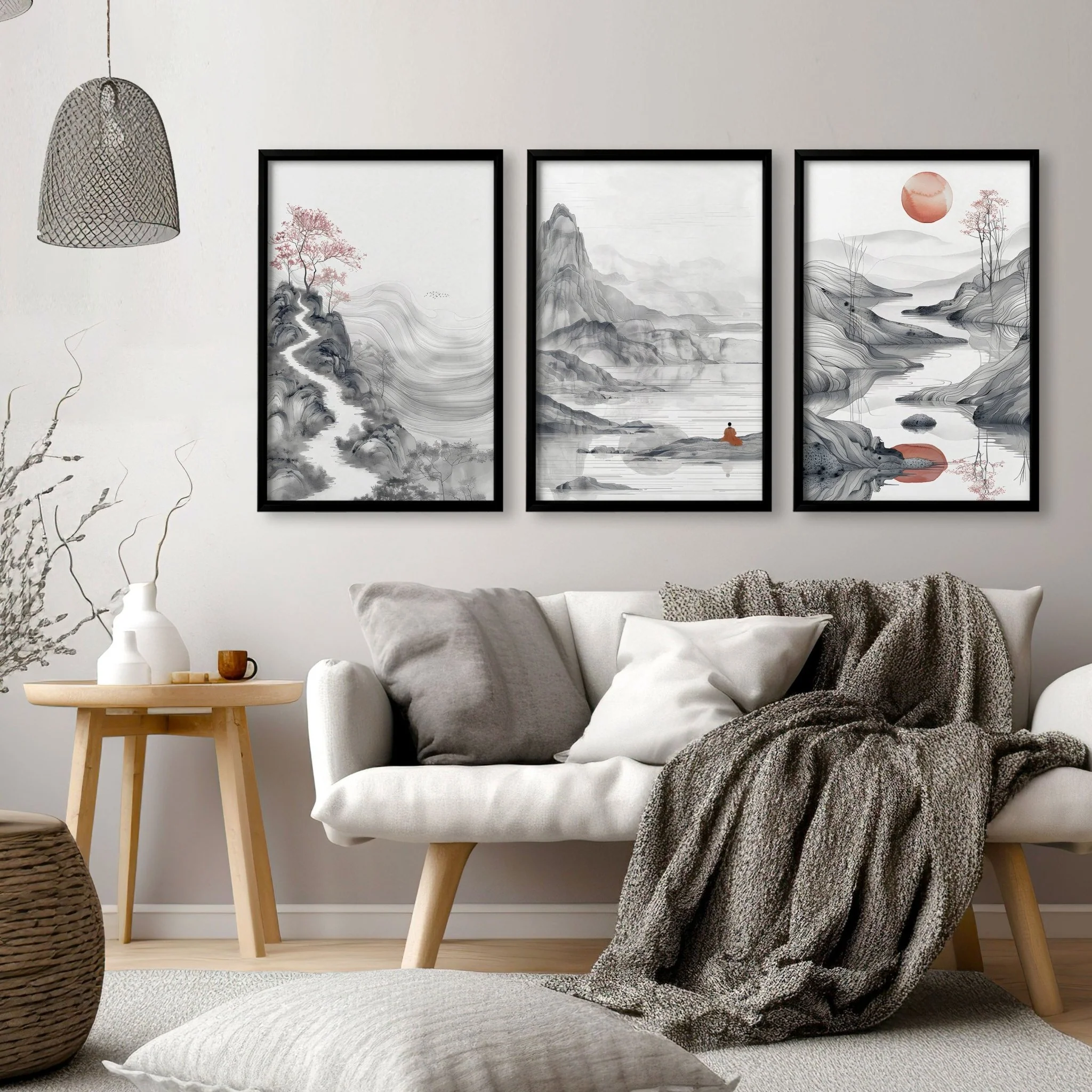 Modern Living Room Art | Set of 3 Asian Inspired Wall art Prints - Image 7