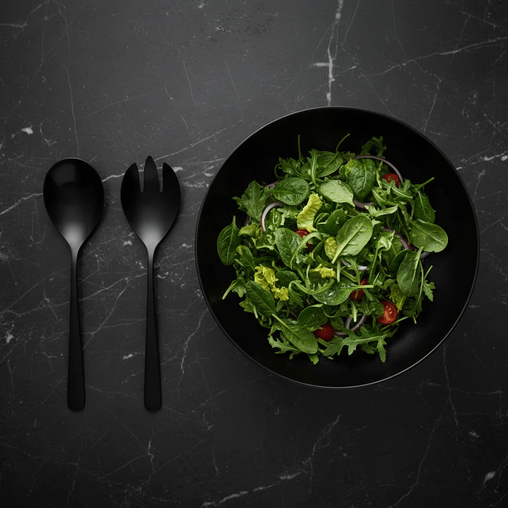 Modern Retro Matt Black 2 Piece Salad Servers - Image 3
