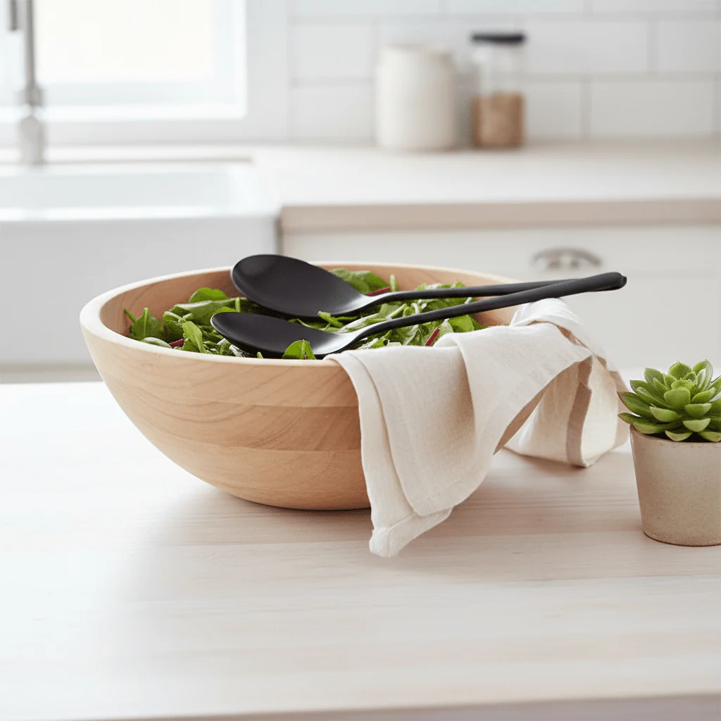 Modern Retro Matt Black 2 Piece Salad Servers - Image 4