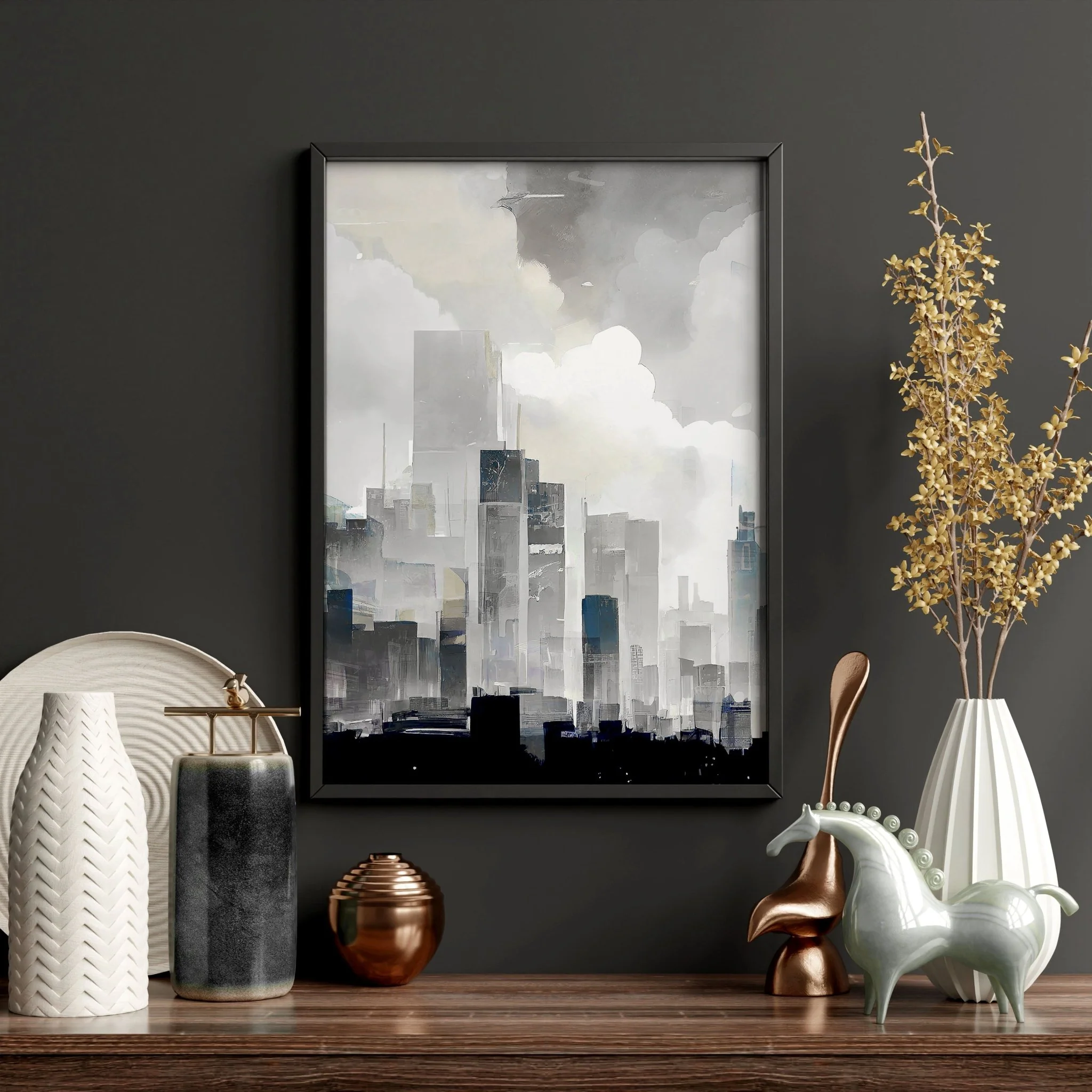 Modern Wall Art For Living Room Uk | Set of 3 Urban Skyscrapers Wall art Prints - Image 11
