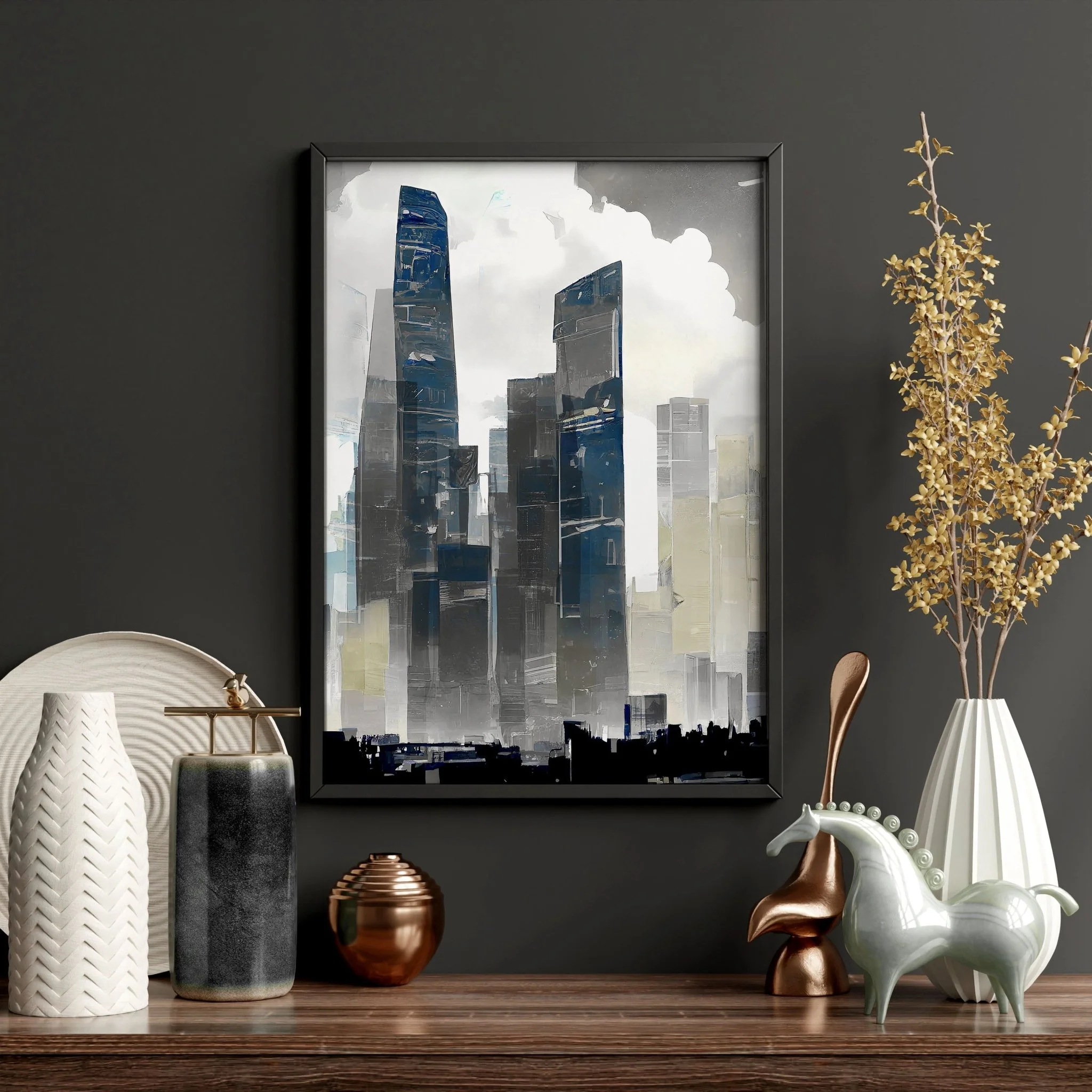 Modern Wall Art For Living Room Uk | Set of 3 Urban Skyscrapers Wall art Prints - Image 12