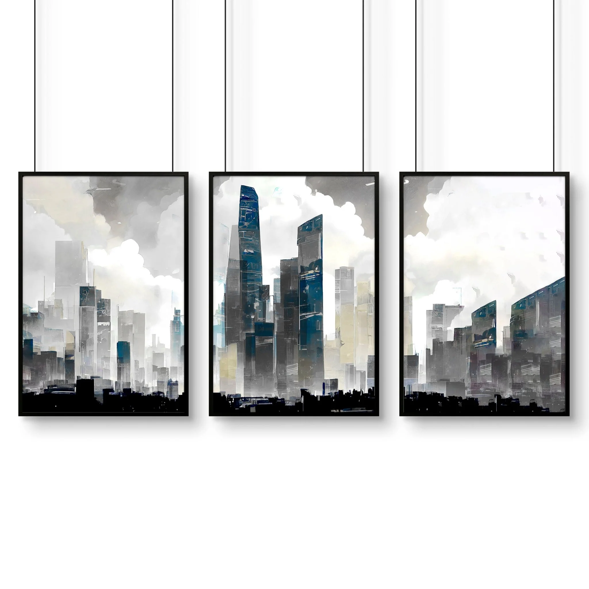 Modern Wall Art For Living Room Uk | Set of 3 Urban Skyscrapers Wall art Prints - Image 14