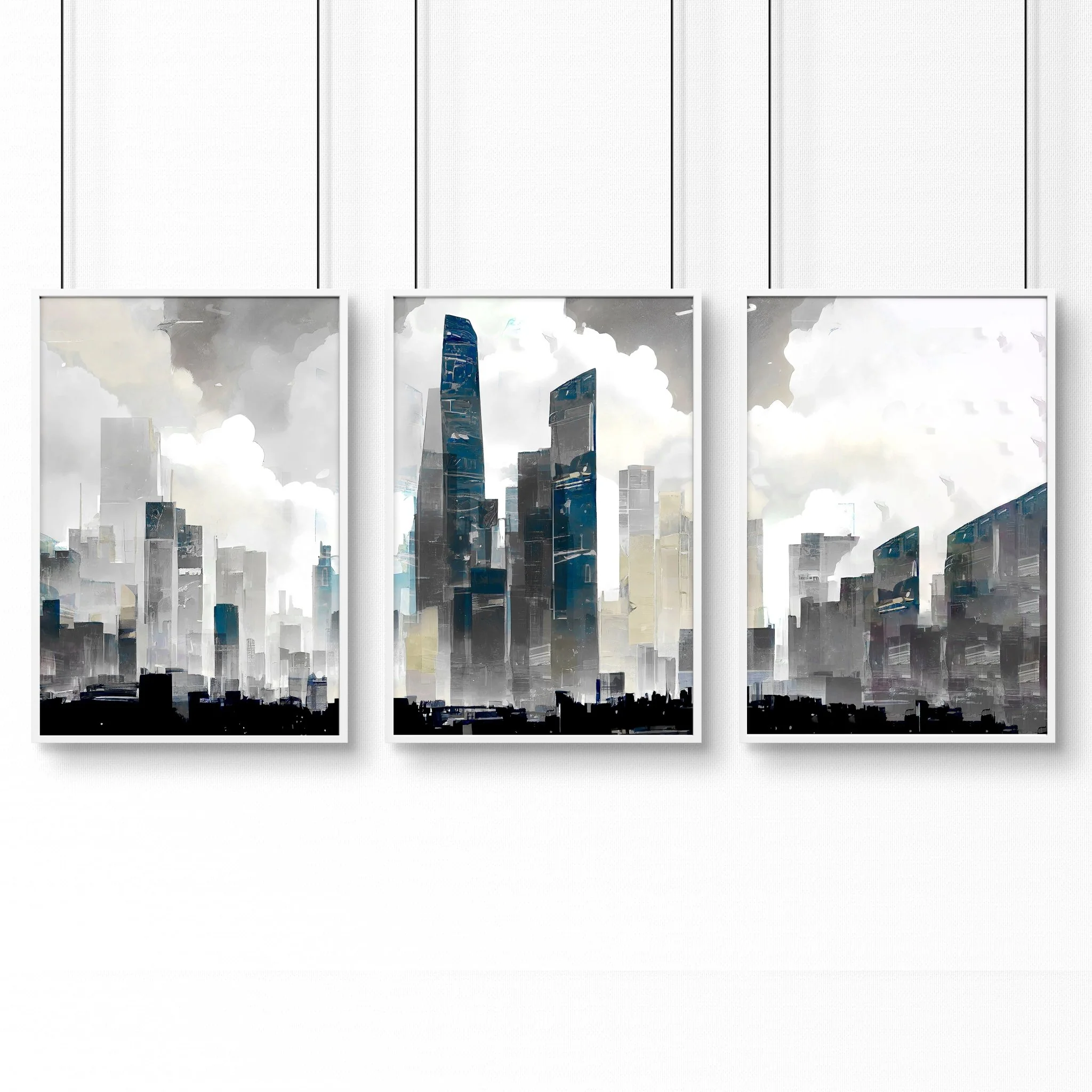 Modern Wall Art For Living Room Uk | Set of 3 Urban Skyscrapers Wall art Prints - Image 16