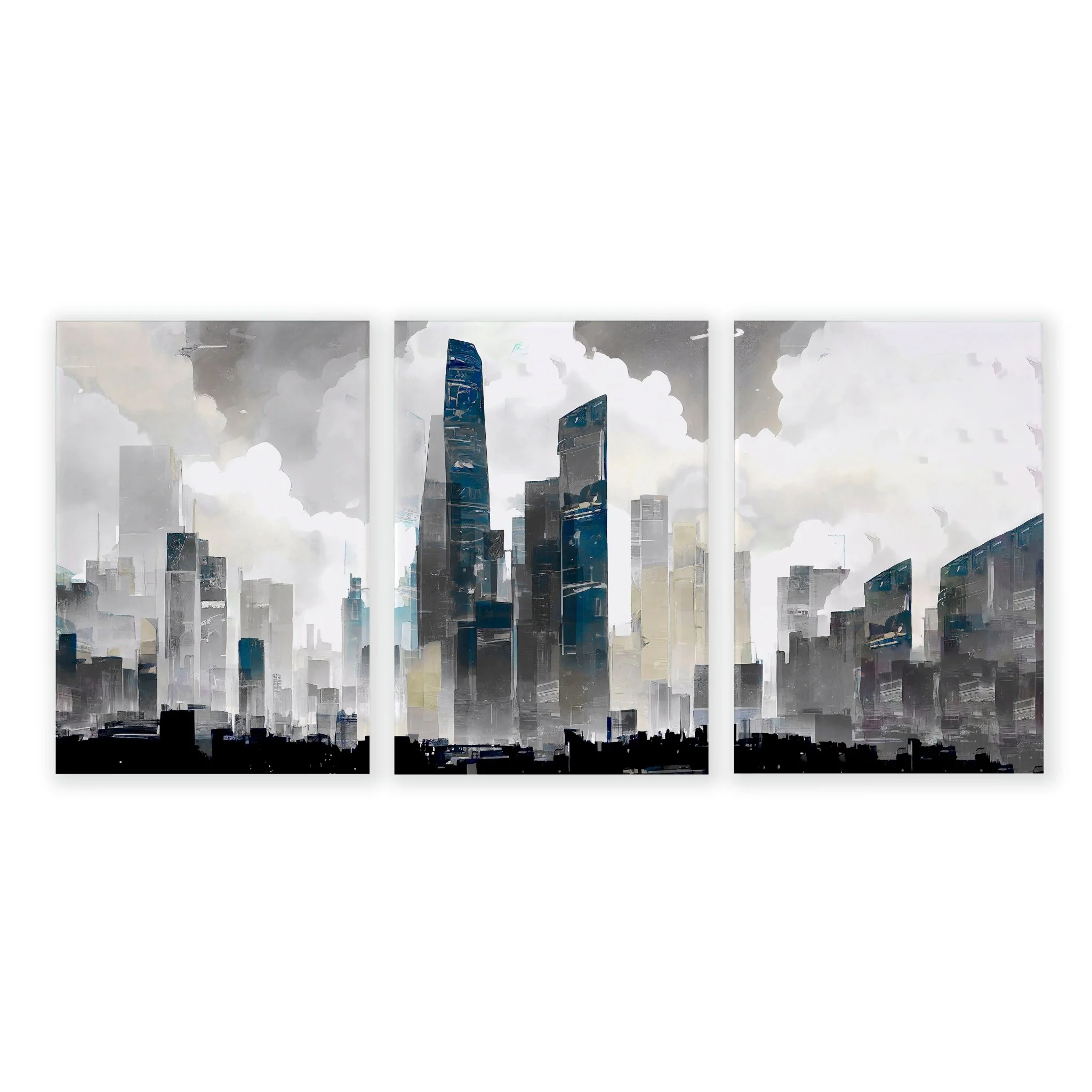 Modern Wall Art For Living Room Uk | Set of 3 Urban Skyscrapers Wall art Prints - Image 17
