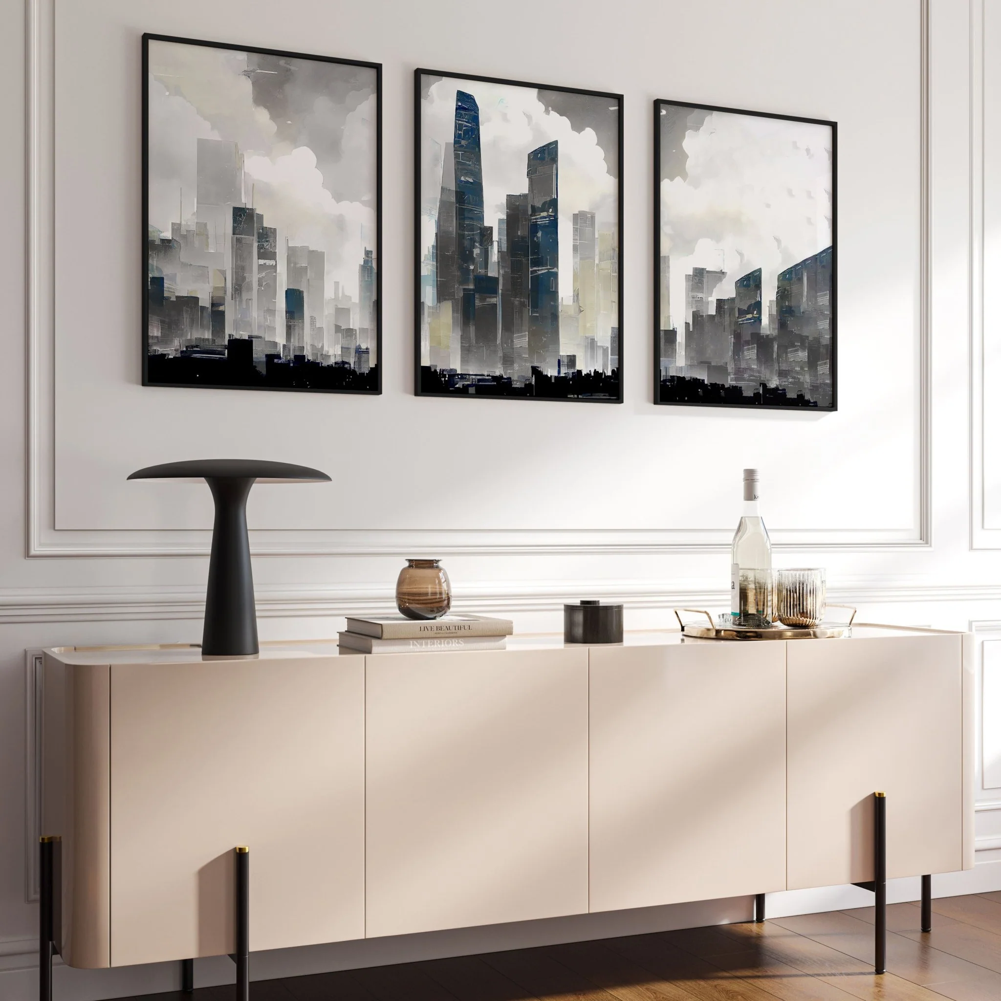 Modern Wall Art For Living Room Uk | Set of 3 Urban Skyscrapers Wall art Prints - Image 8