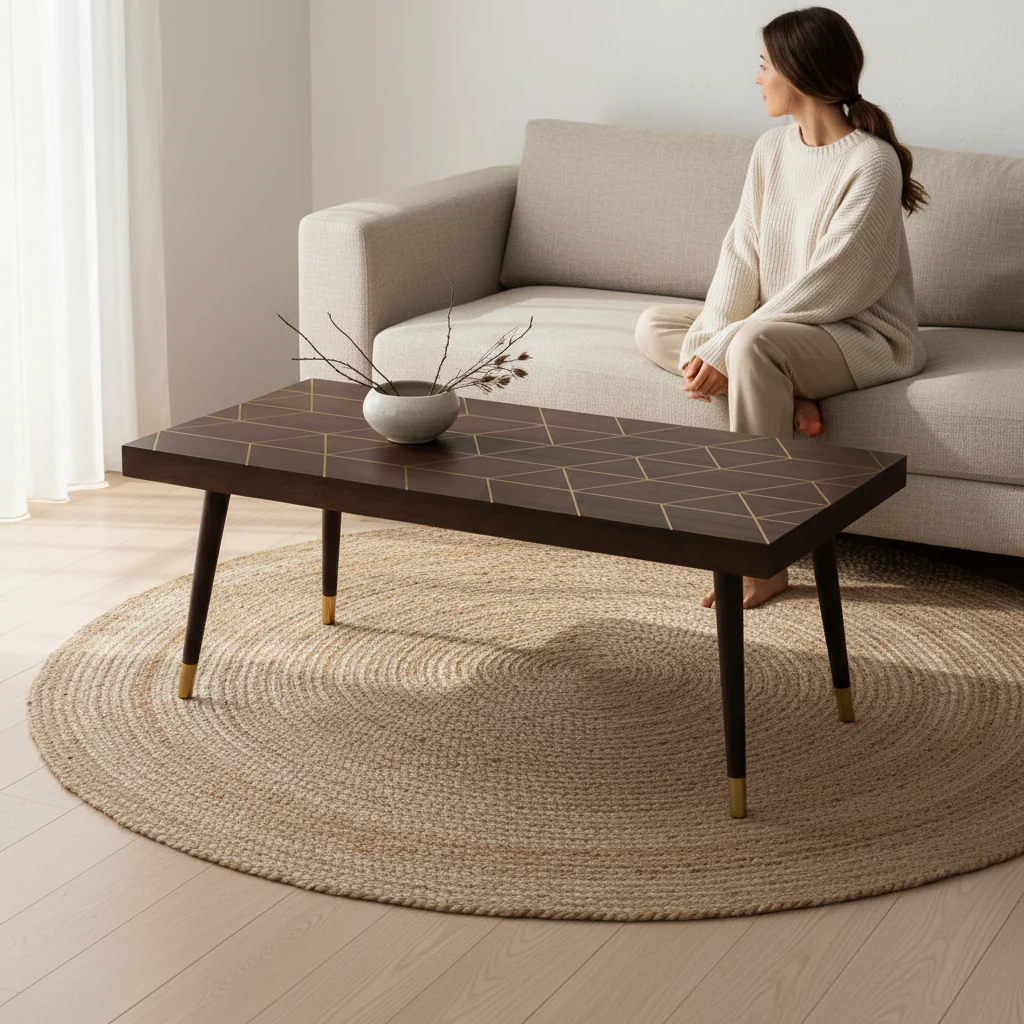 Naro Mango Wood And Gold Finishing Coffee Table - Image 3