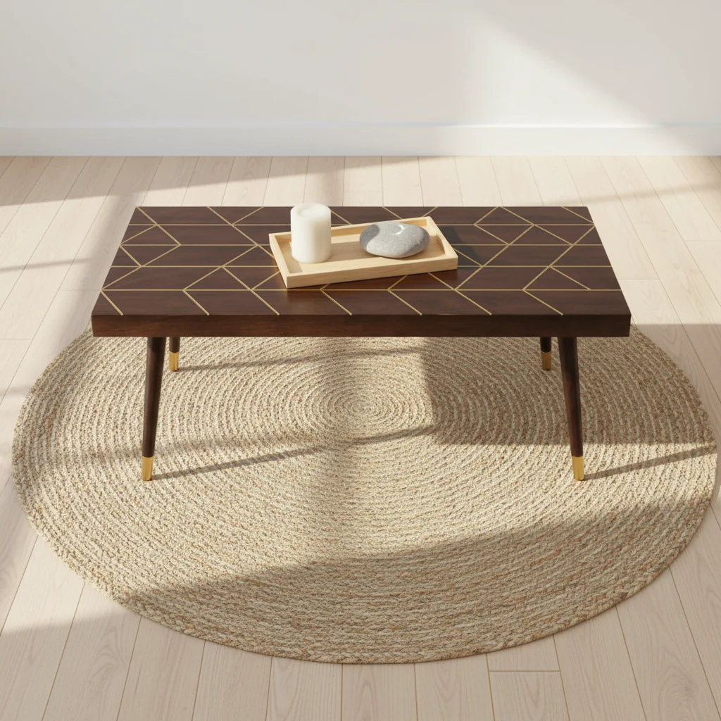 Naro Mango Wood And Gold Finishing Coffee Table - Image 4