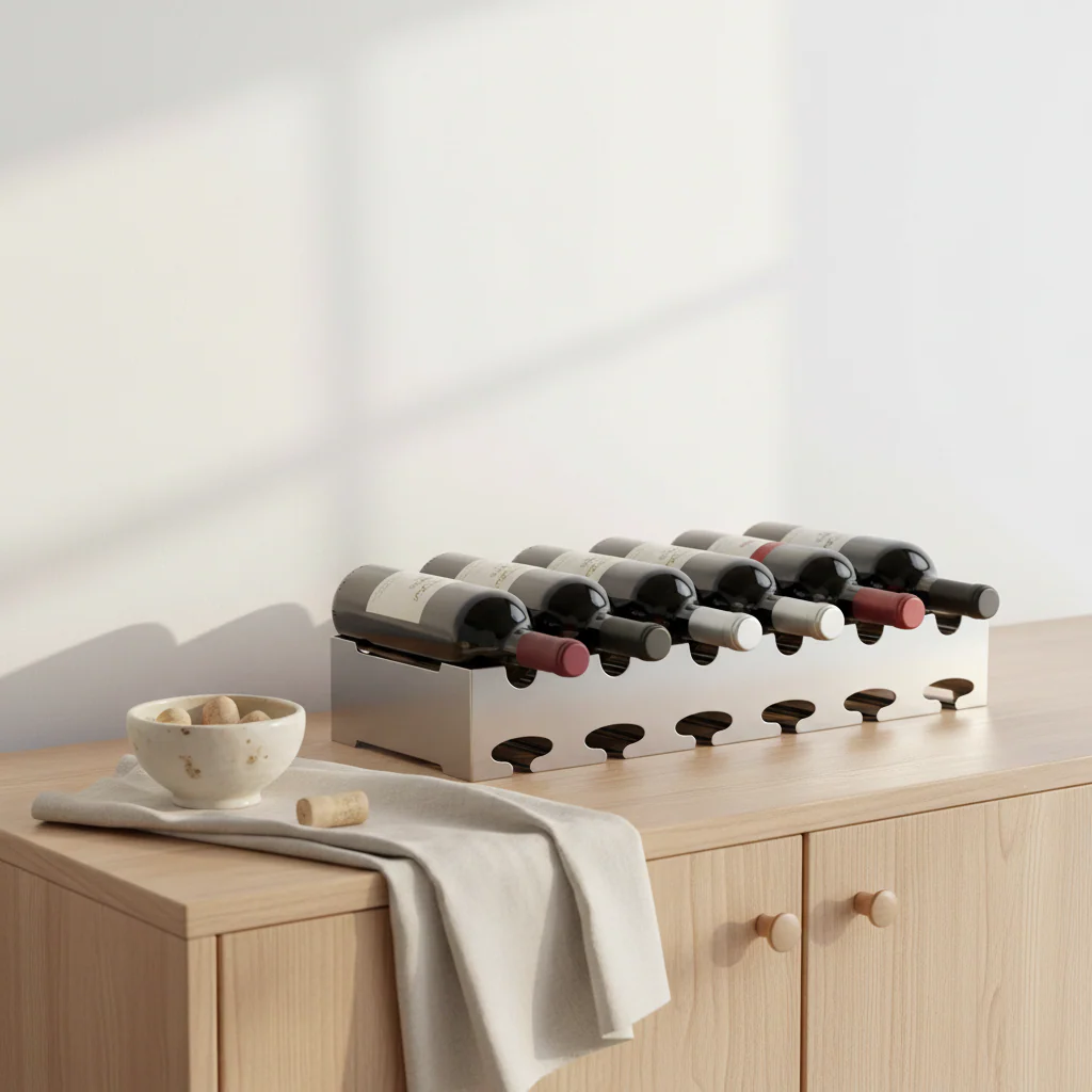 Novo 6 Bottle Silver Wide Wine Rack - Image 3
