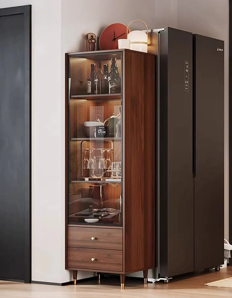 Pahlavi Wine Storage With Glass Door & Wine Rack, Solid Wood - Image 2
