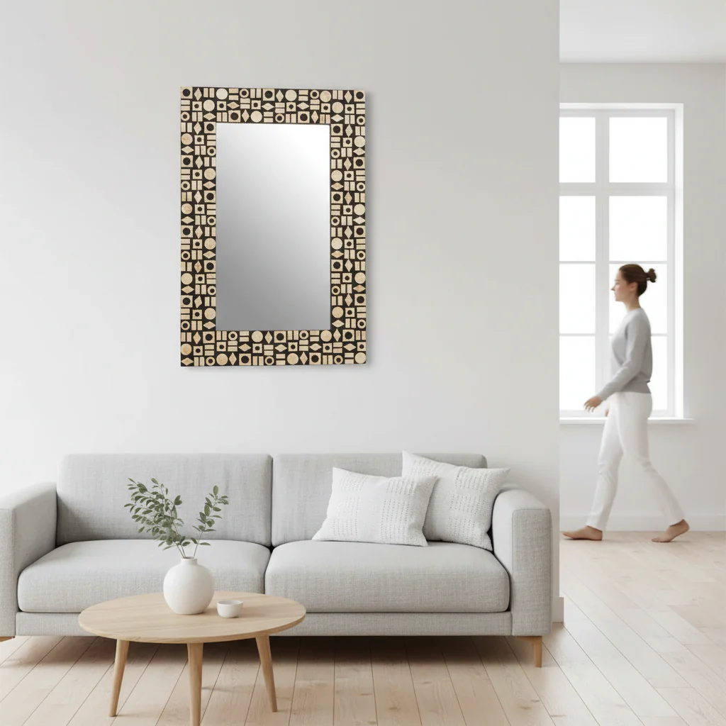 Palu Black Wall Mirror with Shell Inlay - Image 2