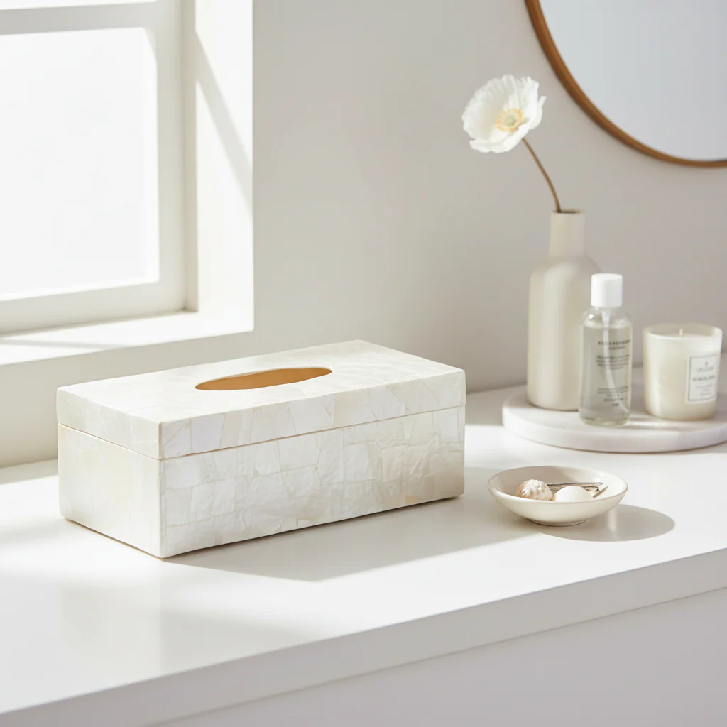 Palu White Sea Shell Tissue Box - Image 3