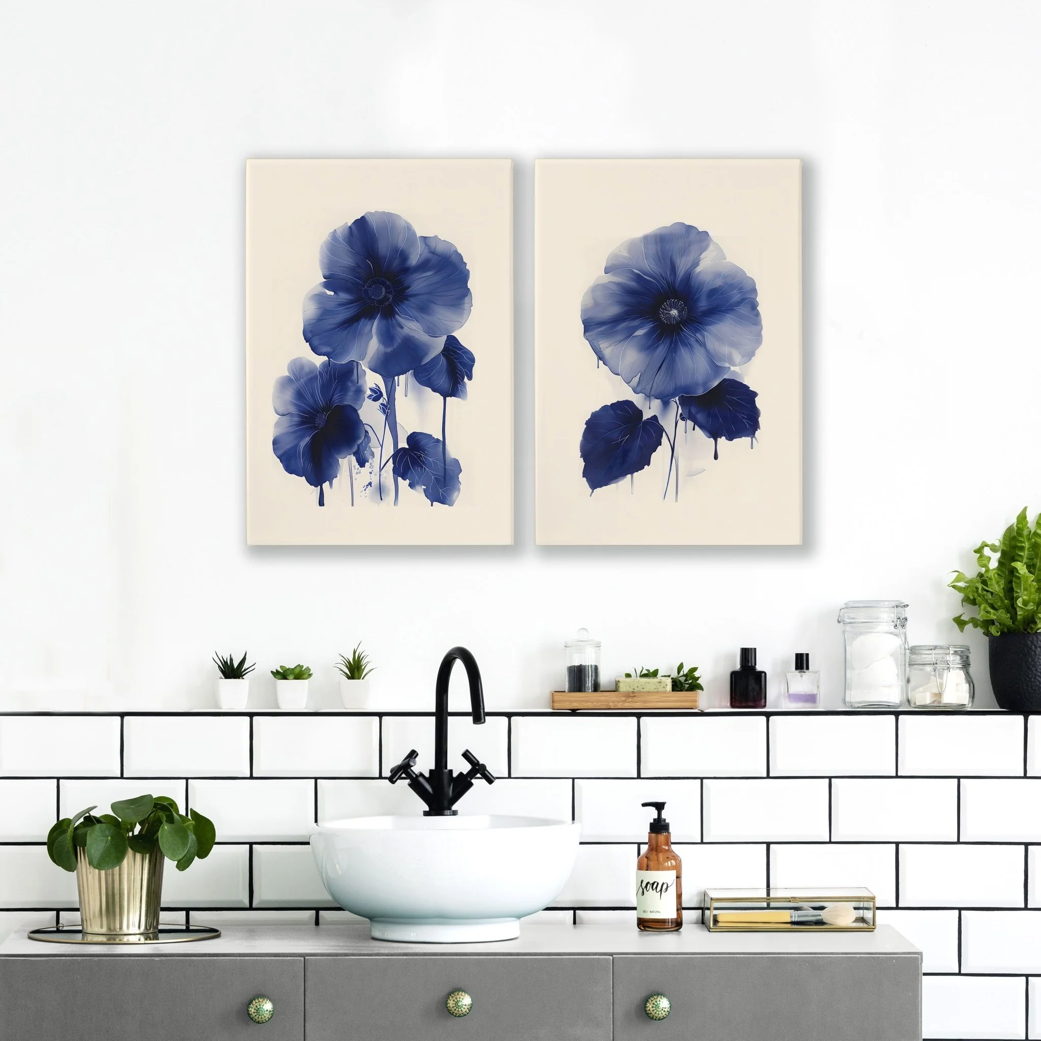 Pictures For Bathrooms Wall | Set of 2 Botanical Wall art Prints - Image 2