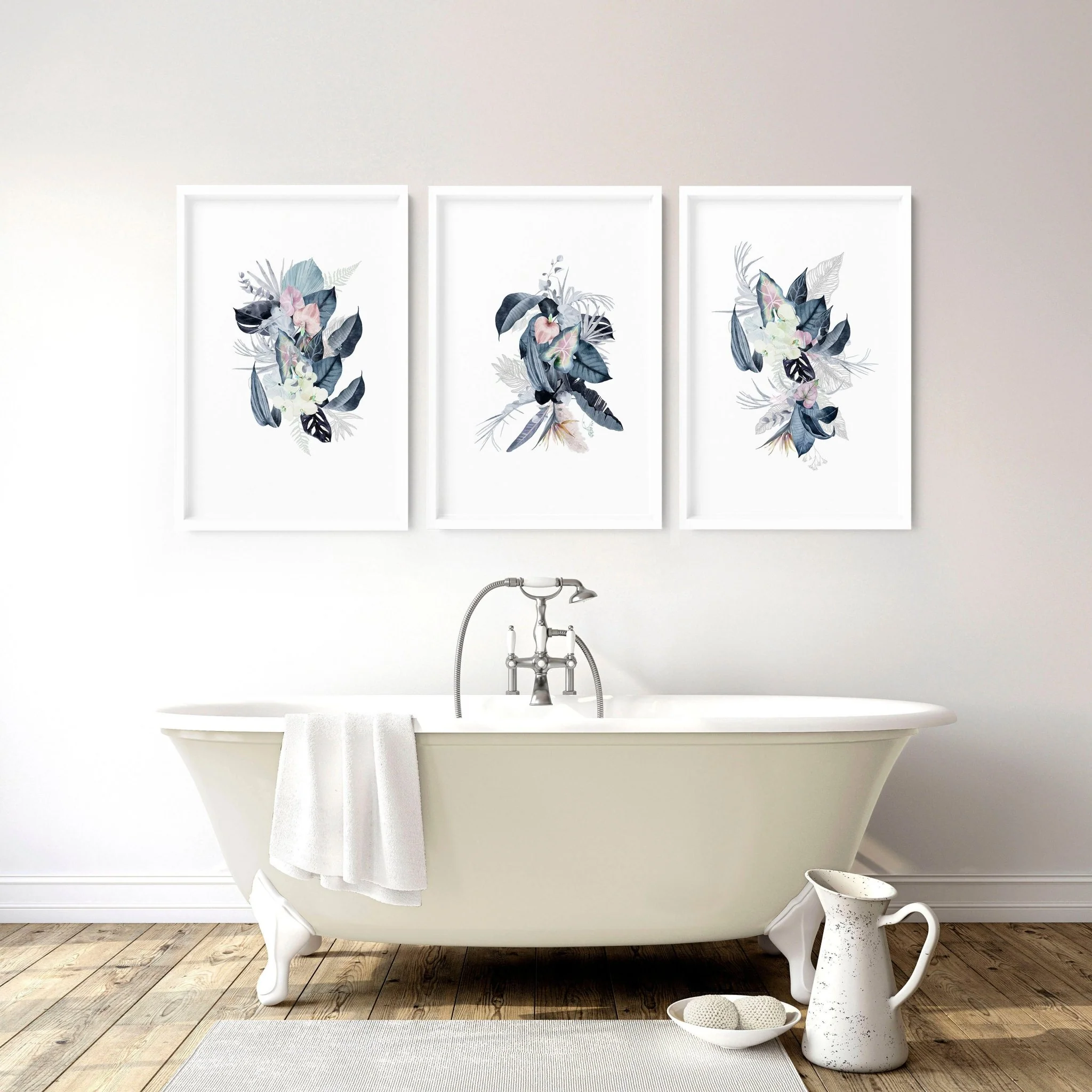 Prints for a bathroom wall | set of 3 Tropical wall art - Image 4