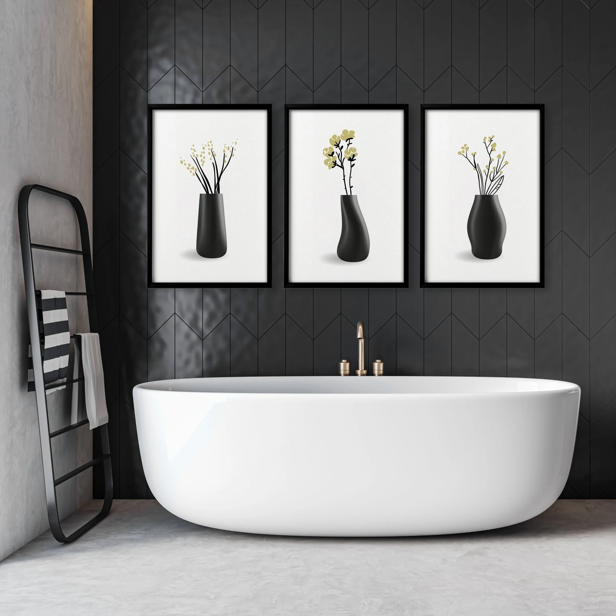 Prints For Bathroom Walls | Set of 3 Botanical Wall art Prints