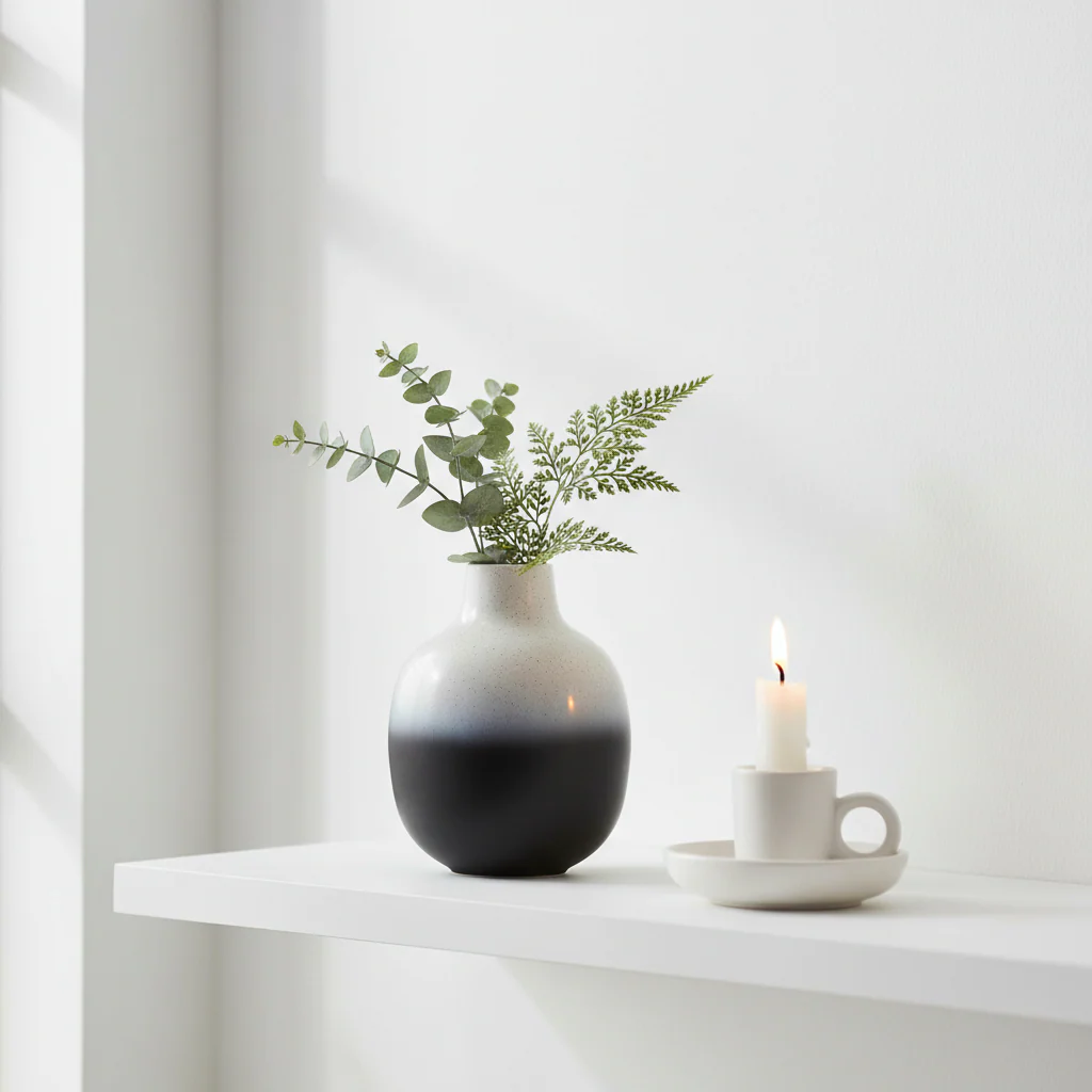 Ramus Small Black And White Ombre Vase - Image 3