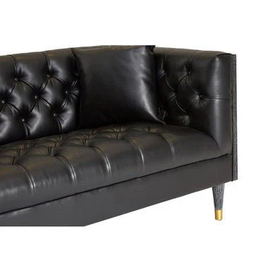 Raven 3 Seat Black Faux Leather Sofa - Image 15