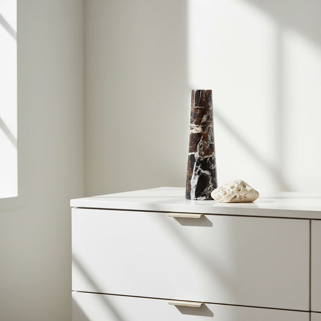 Salmo Black Marble Tapered Vase - Image 4